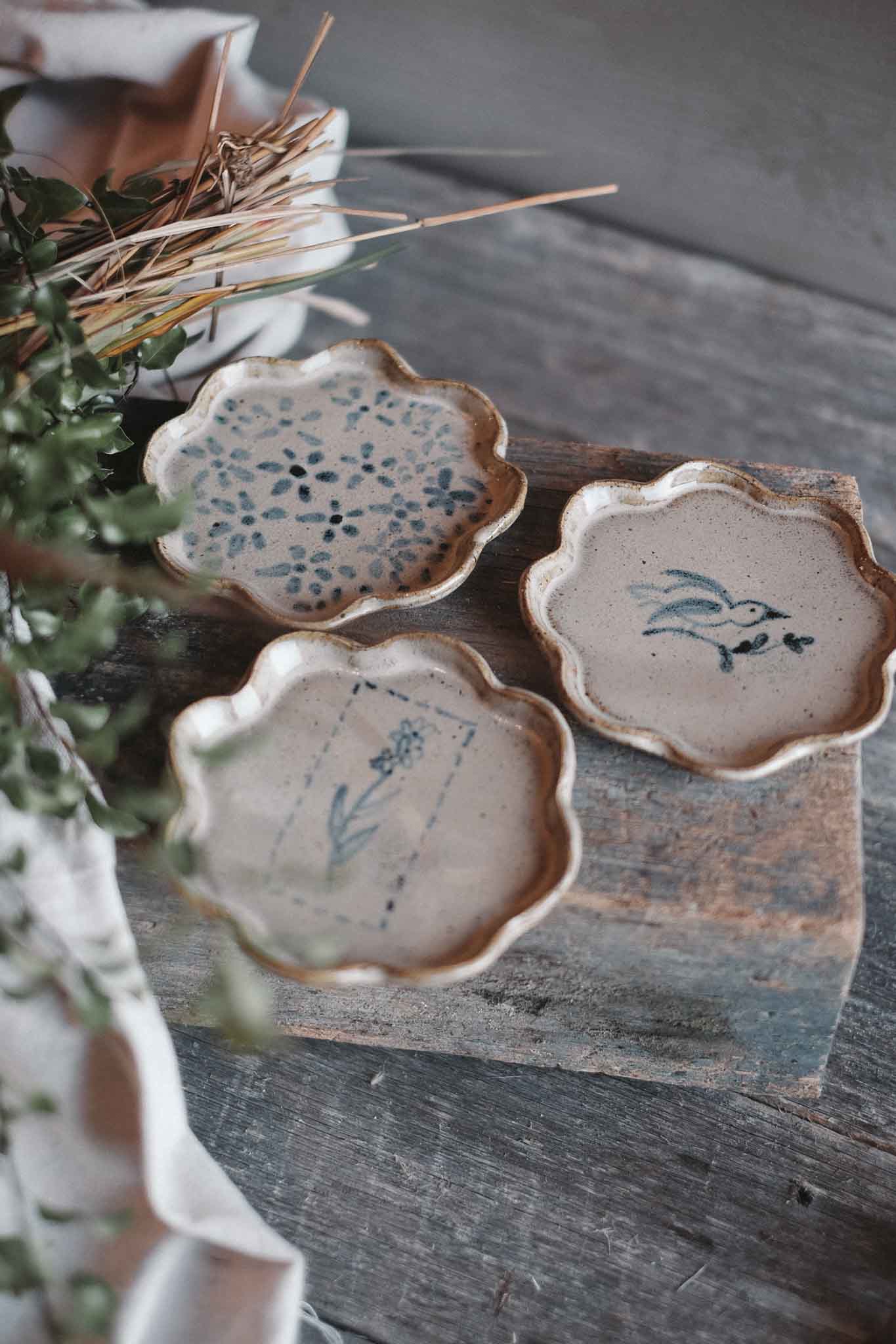 Botanical — Flower Plate — Blue Oxide Wash