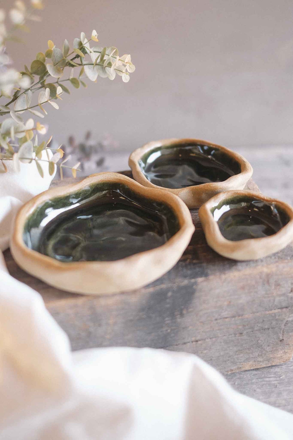 Rock Dish – Jade – Set of 3