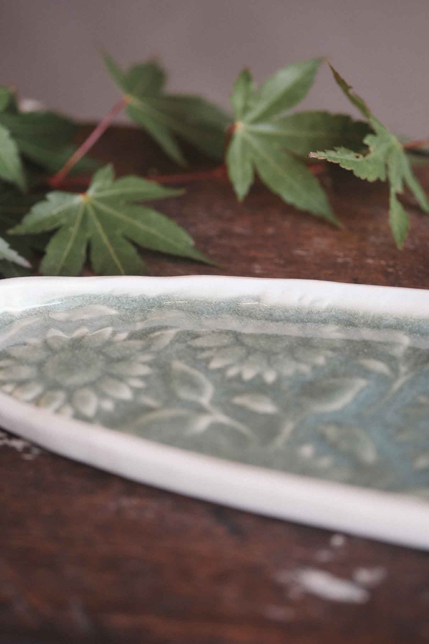 Floral Pattern Oblong Dish