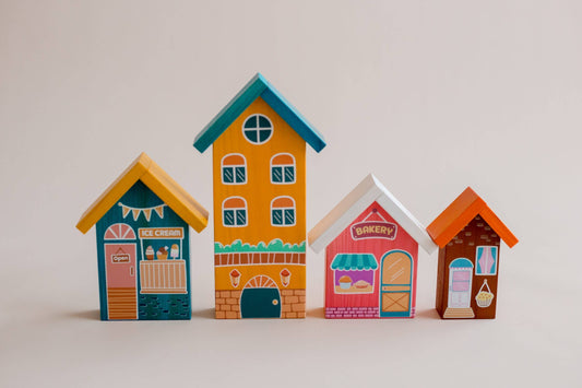 Wooden Play House Set of 4