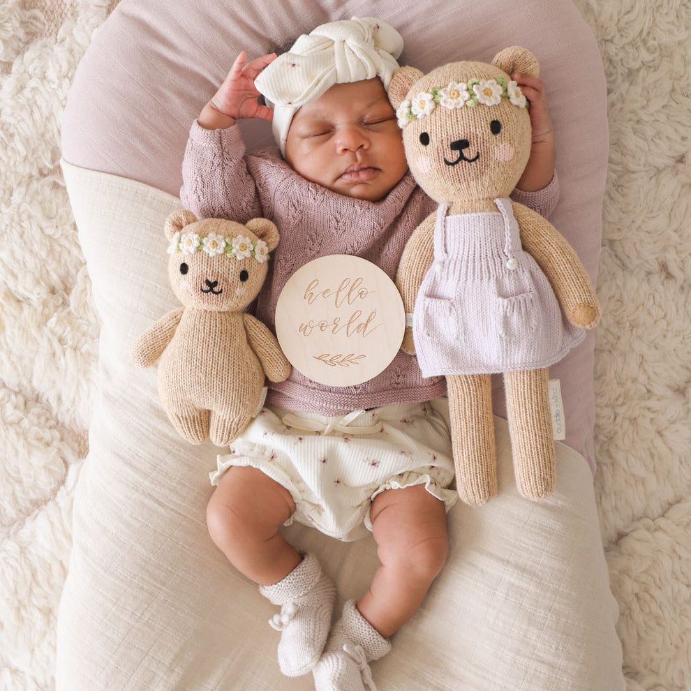 Baby Honey Bear (ivory floral)