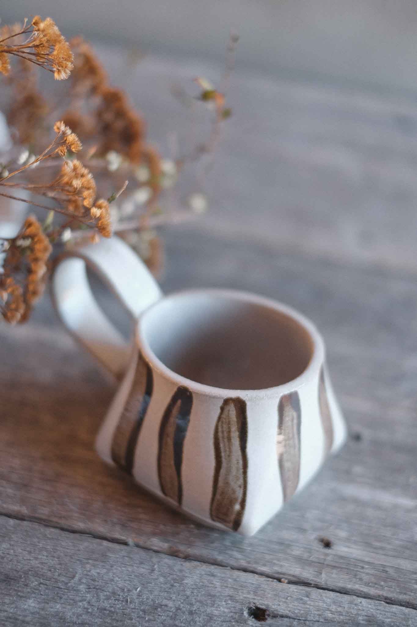 The Folded Mug — Brown Striped 300ml