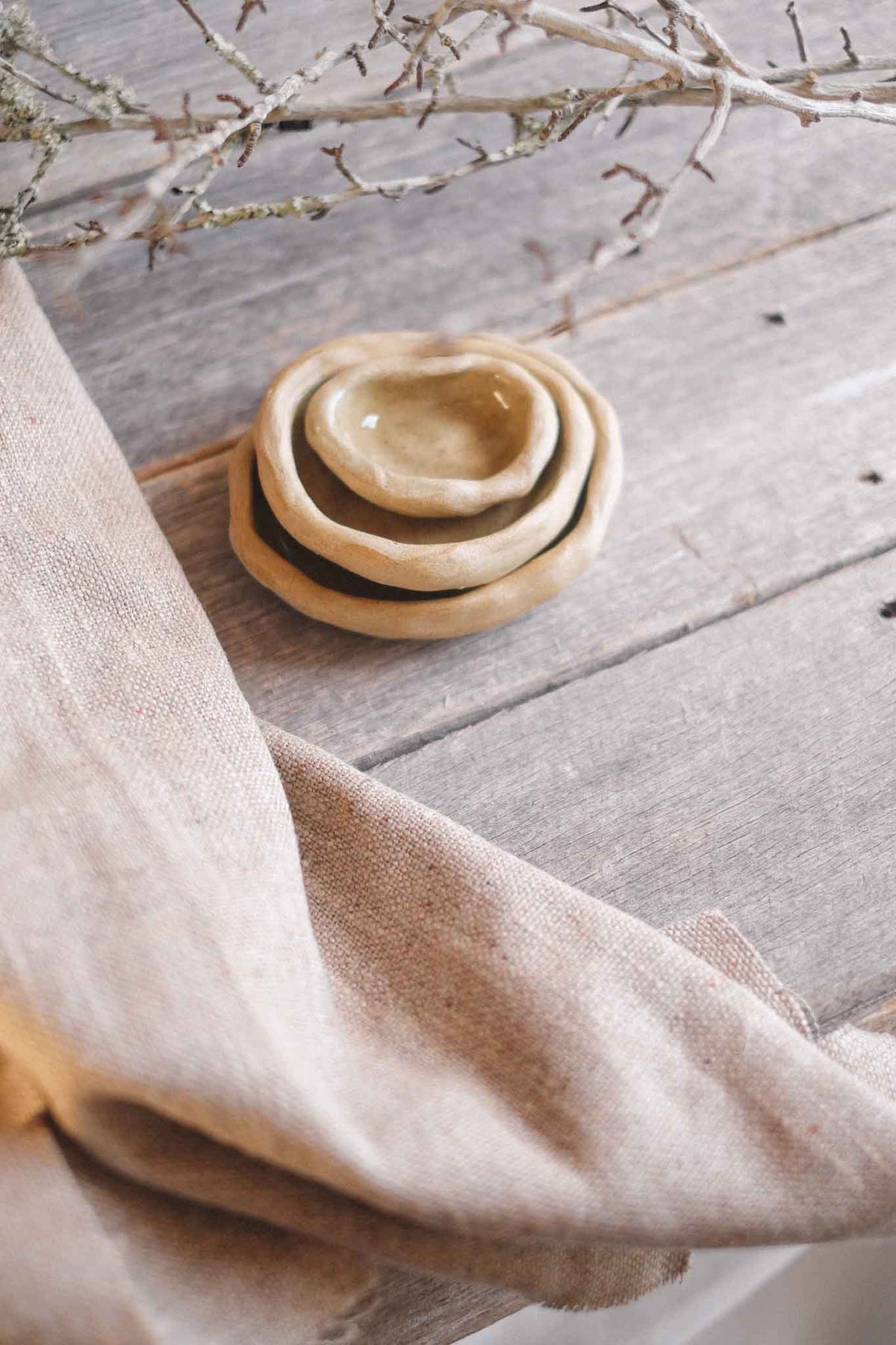 Rock Dishes – Set of 3 – Wild Clay, Clear Glaze