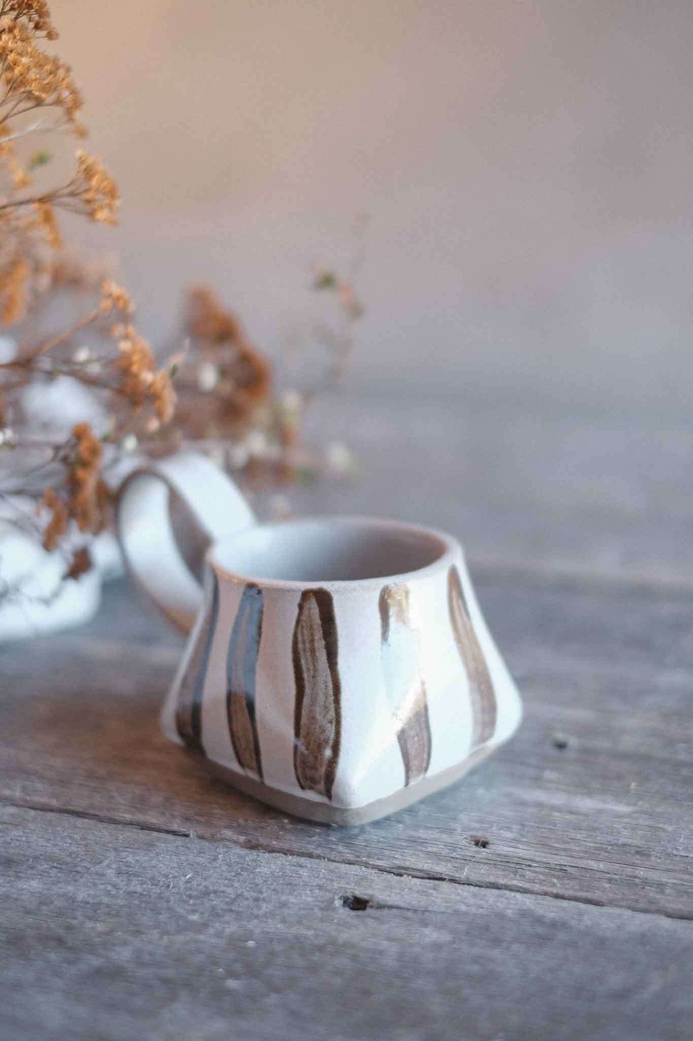The Folded Mug — Brown Striped 300ml