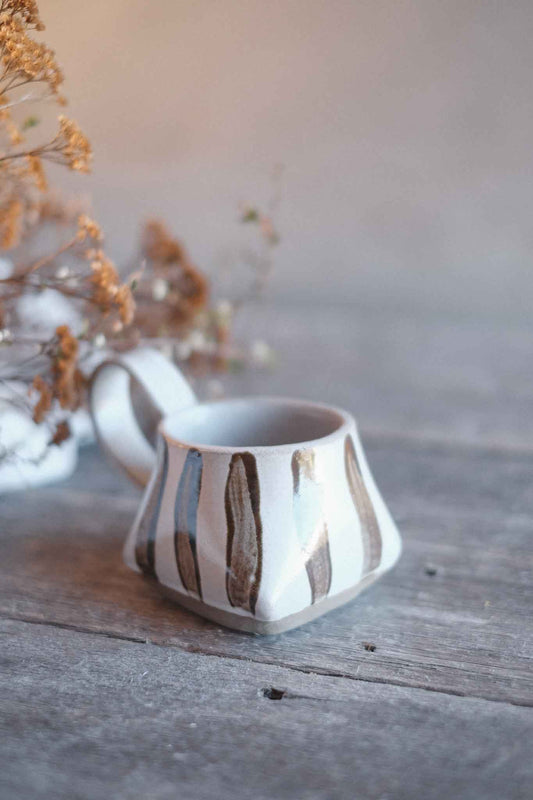 The Folded Mug — Brown Striped 300ml