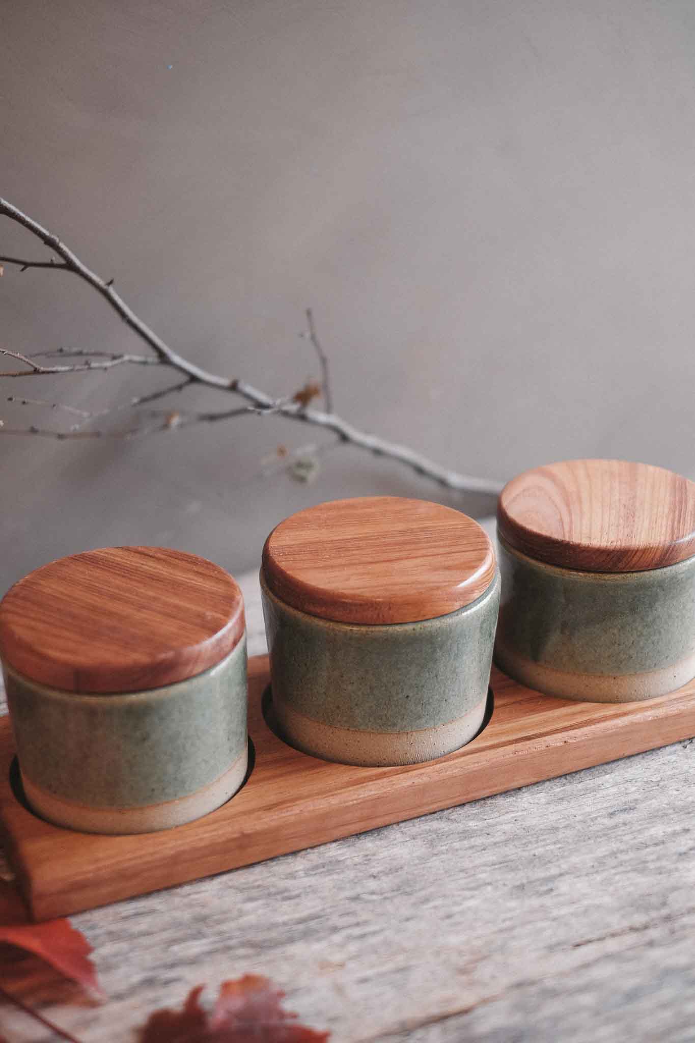 Three-Piece Pantry Jar Set — Blackwood & Wild Clay (40 × 15 × 13cm)
