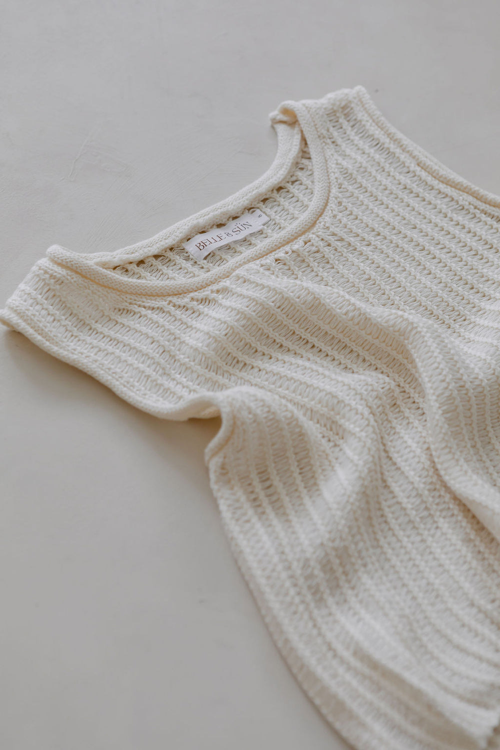 WOMENS CROCHET KNIT TOP | NATURAL