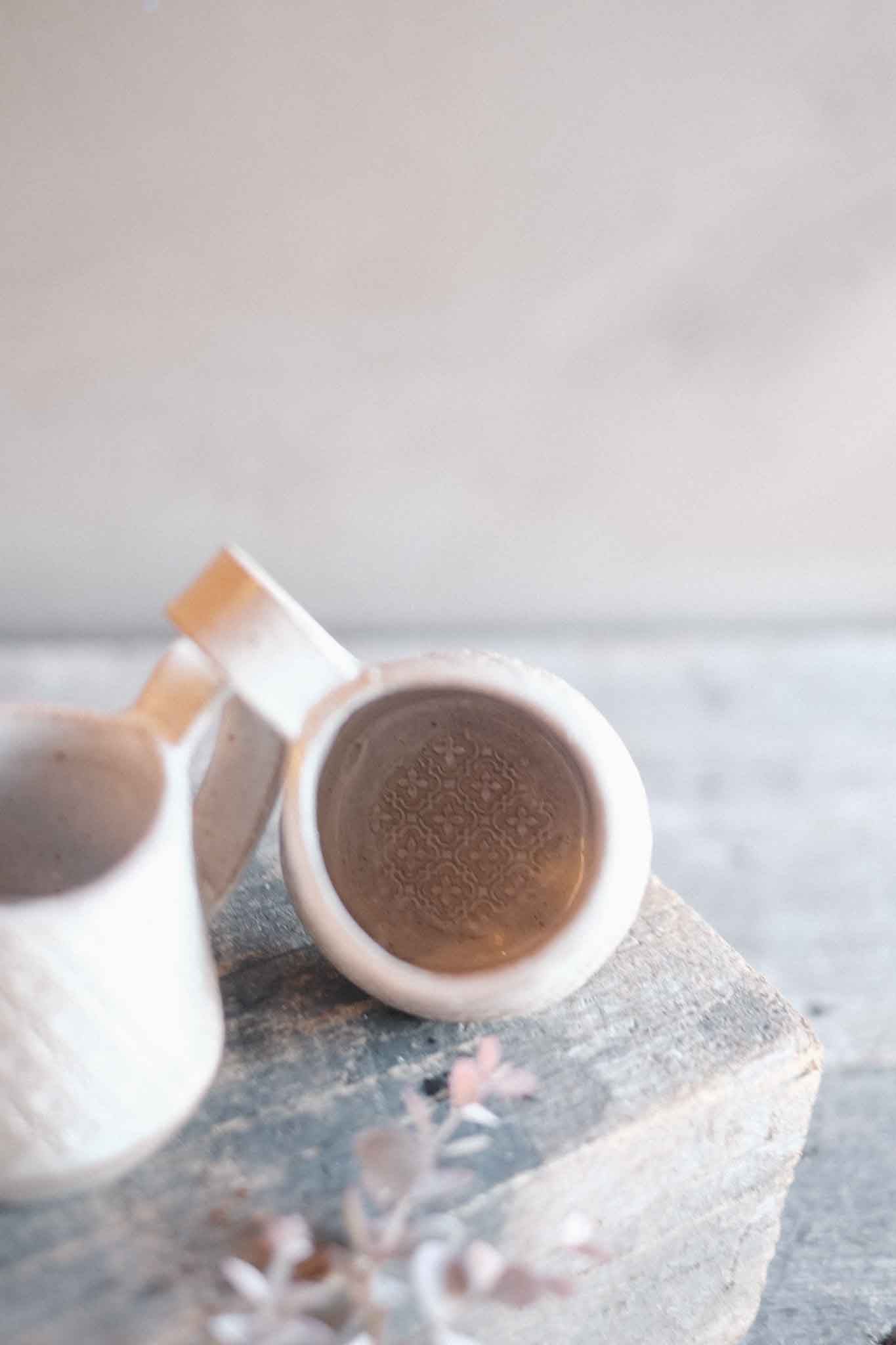 Handbuilt Ceramic Mug — White Pattern