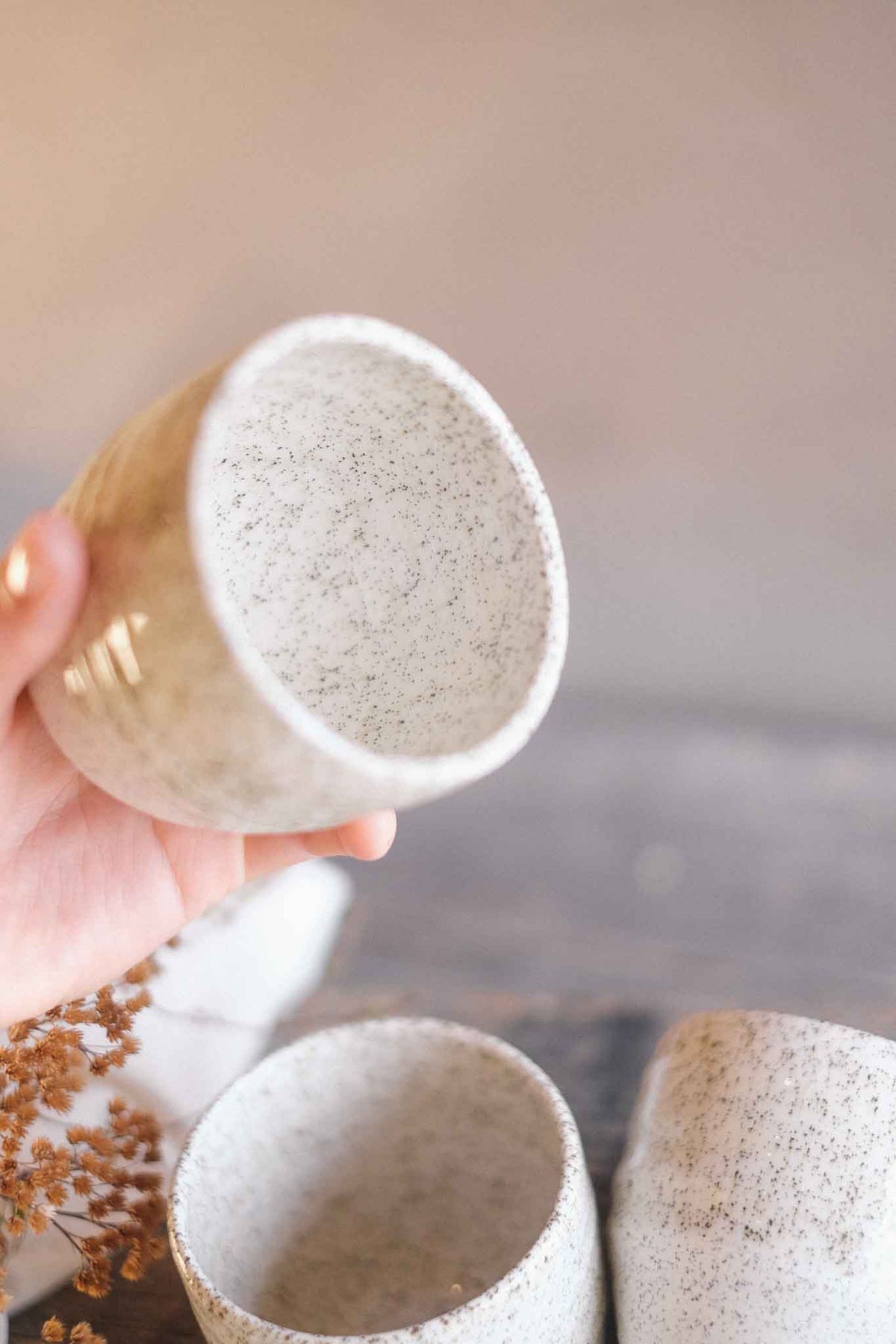 Latte – White Speckle with Crackle Glaze