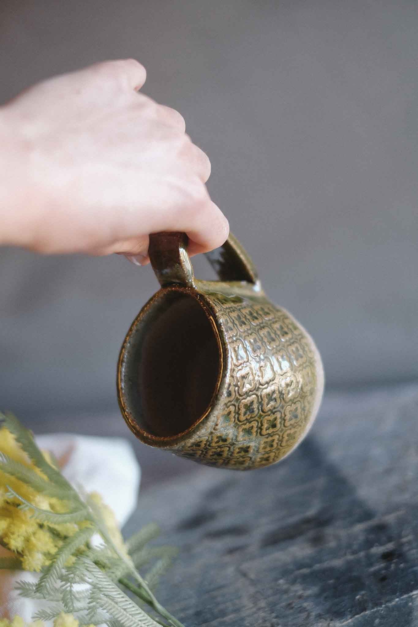 Handbuilt Ceramic Mug — Jade Pattern
