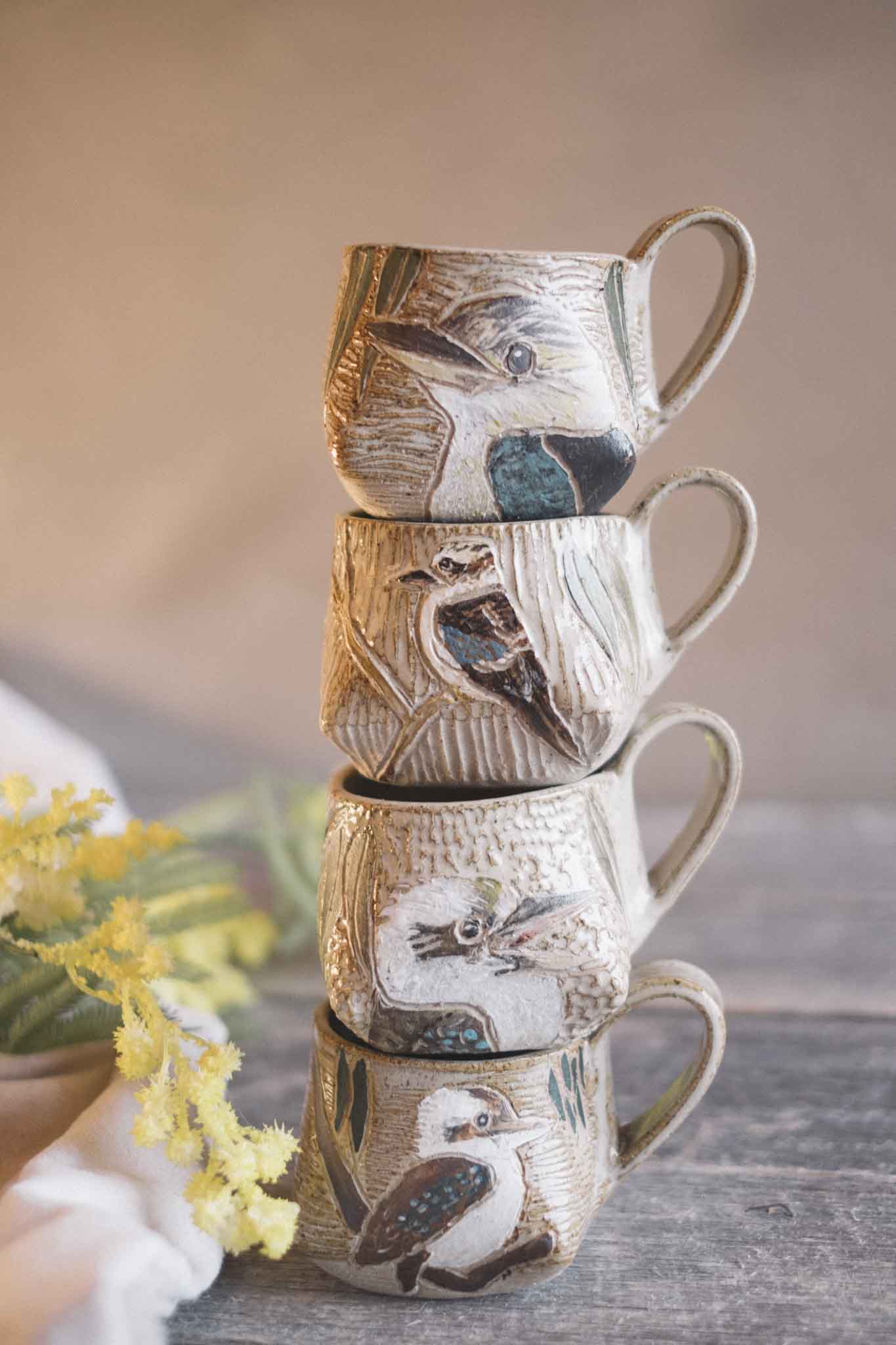 Carved Kookaburra Mug — Jane Chapman Collaboration