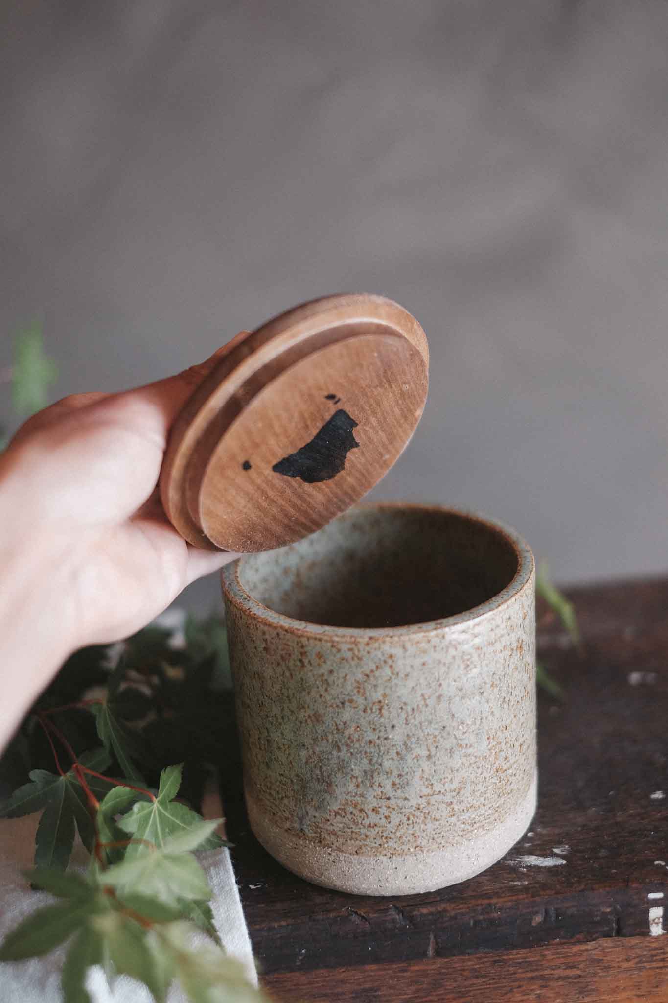 Jars w/ Sassafras Lid and Ceramic Knob