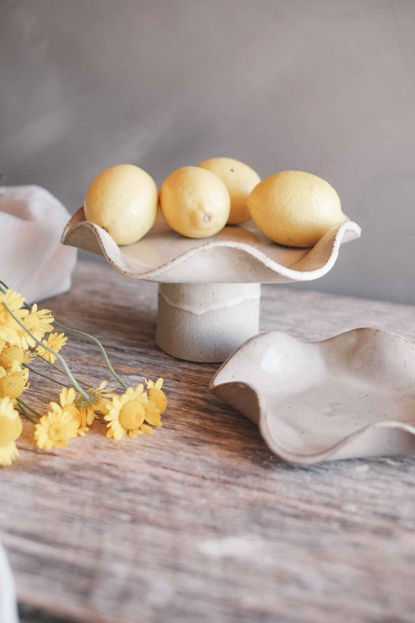 Pedestal Bowl with Organic Ruffle