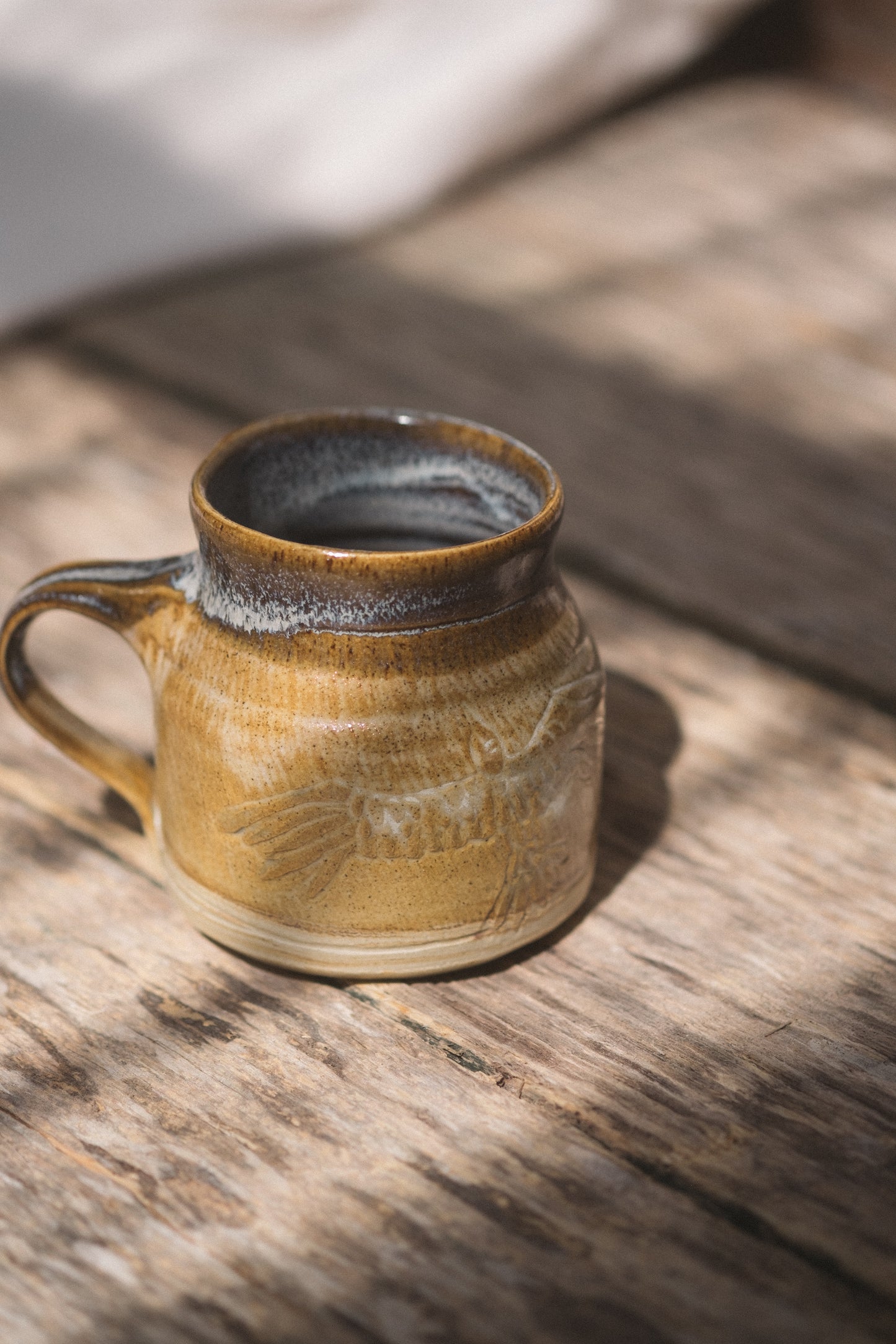 Carved Bird Handmade Mug