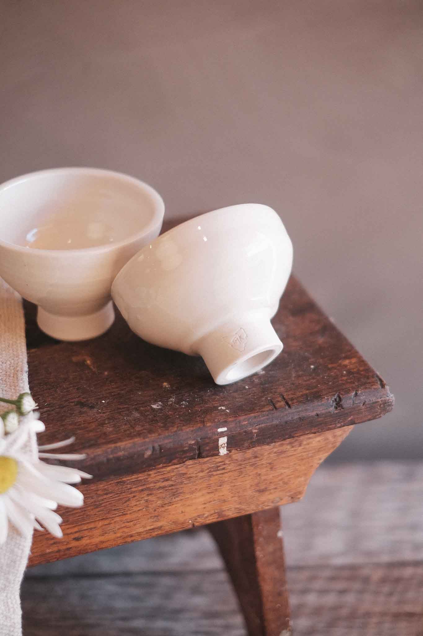 Small Pedestal Bowl | Clear Celadon on White Clay