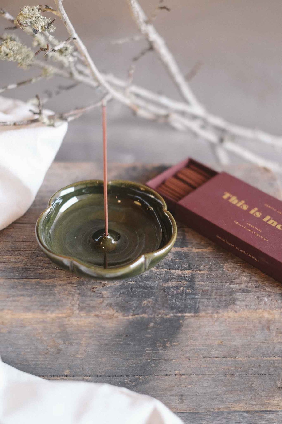 Incense Dish — Jade Floral