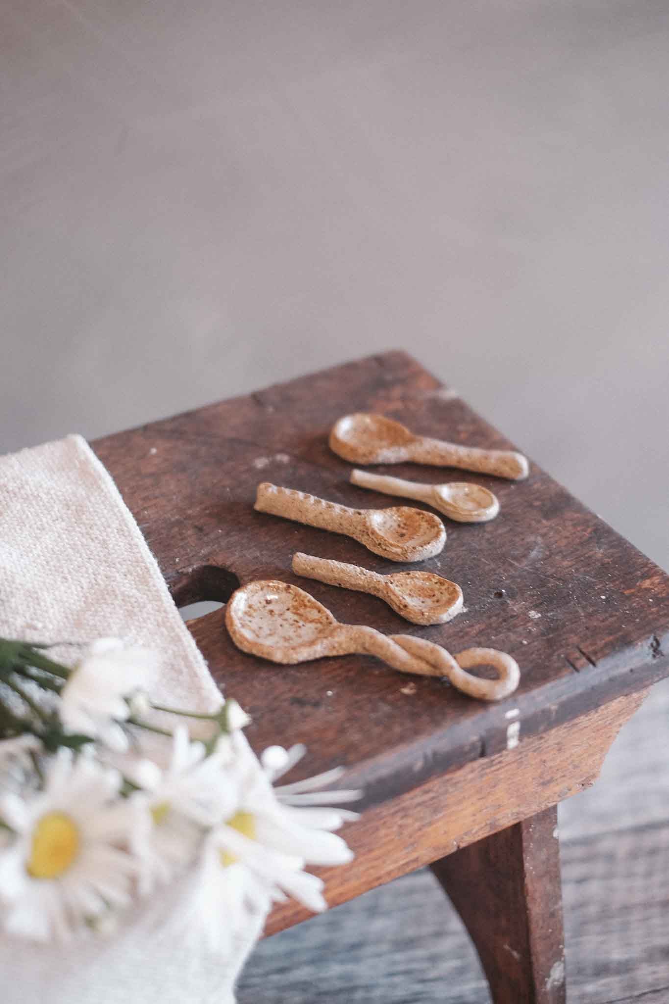 Various Handmade Clay Spoon | For Salts & Herbs