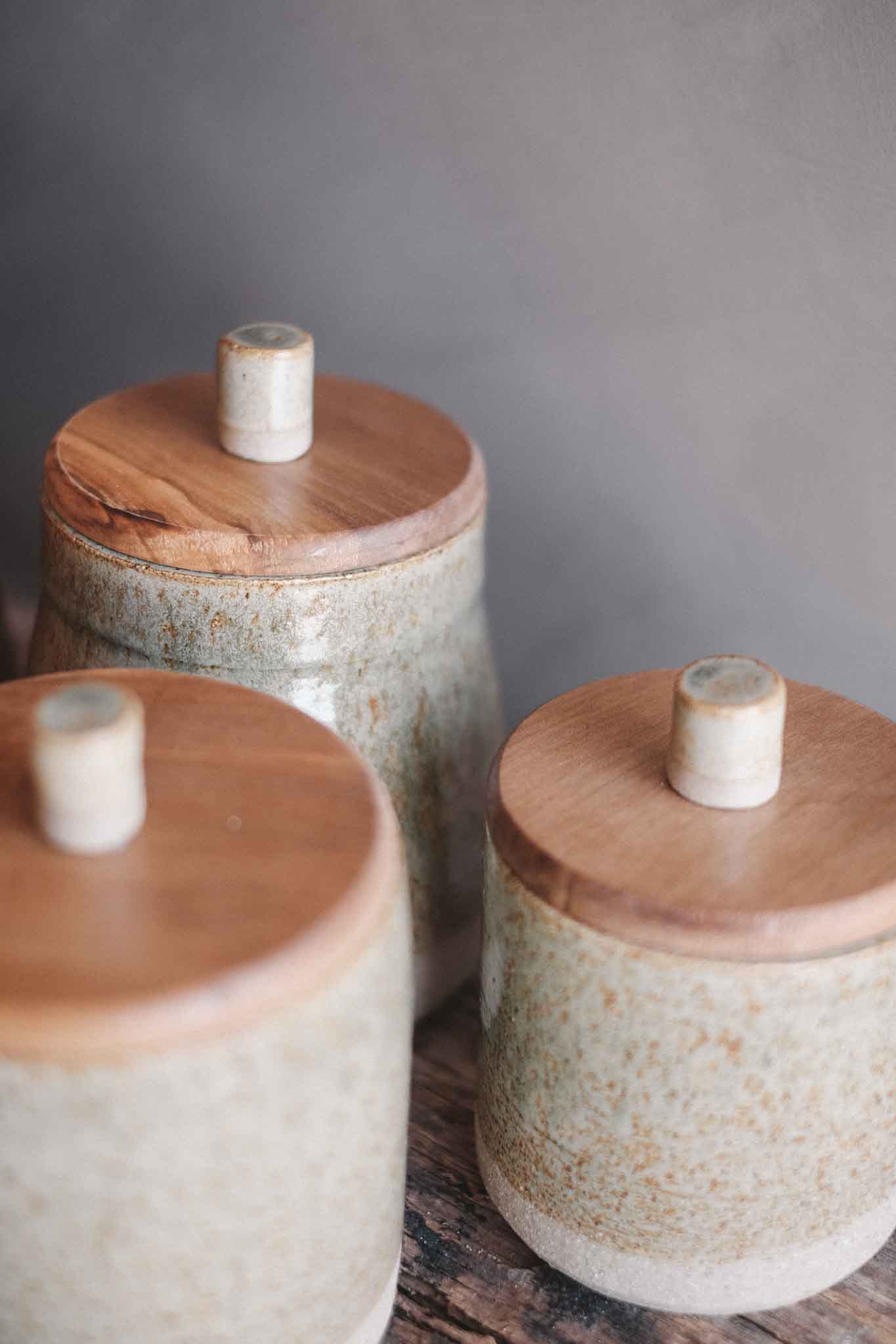Jars w/ Sassafras Lid and Ceramic Knob