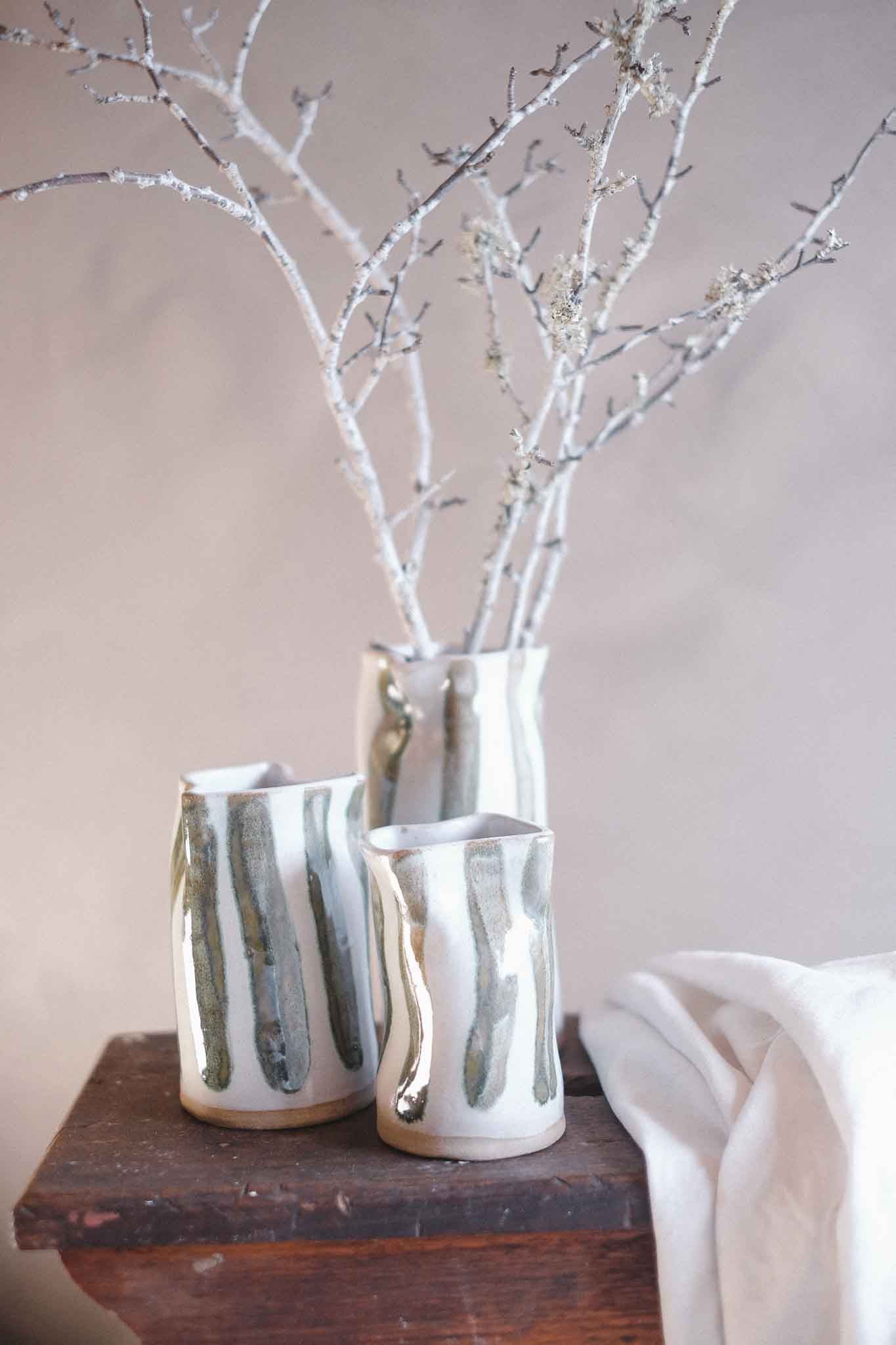 Seaweed Stripe Wabi-Sabi Vase — Large 18cm x 8cm