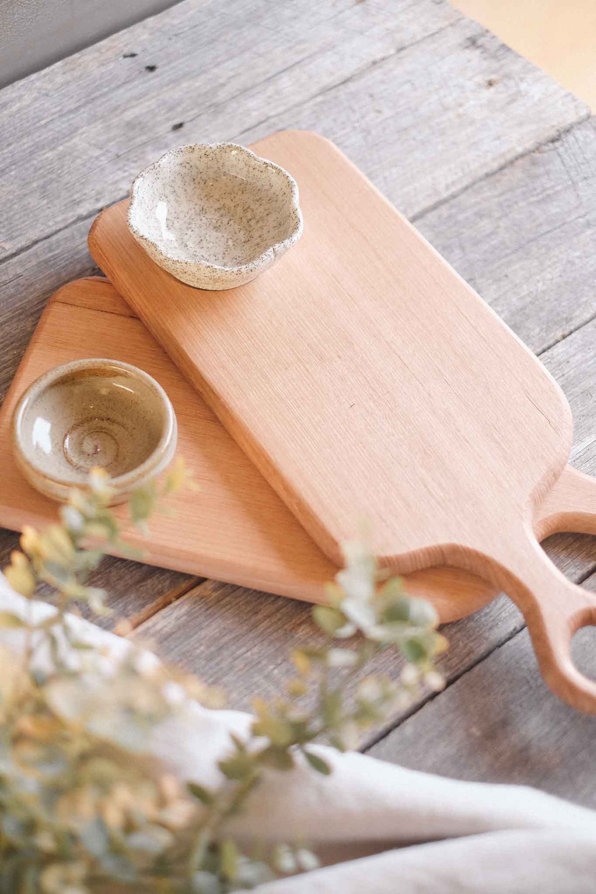 Serving Board w/ Wild Clay Bowl — 45cm x 18cm