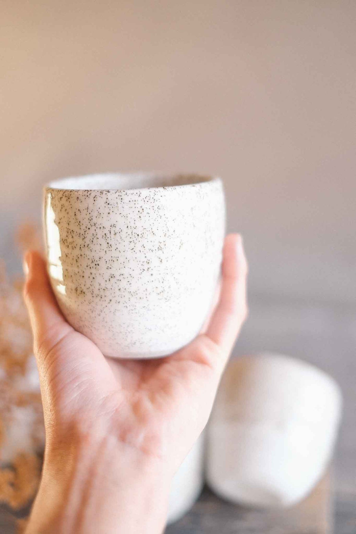 Latte – White Speckle with Crackle Glaze