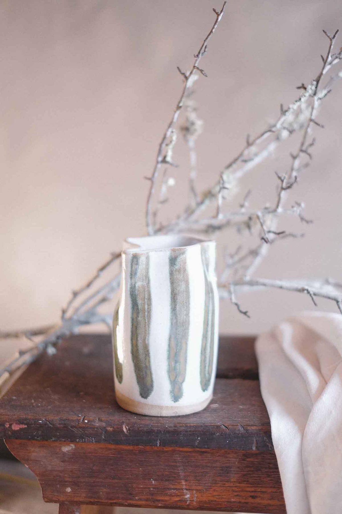 Seaweed Stripe Wabi-Sabi Vase — Medium 14cm x 8cm