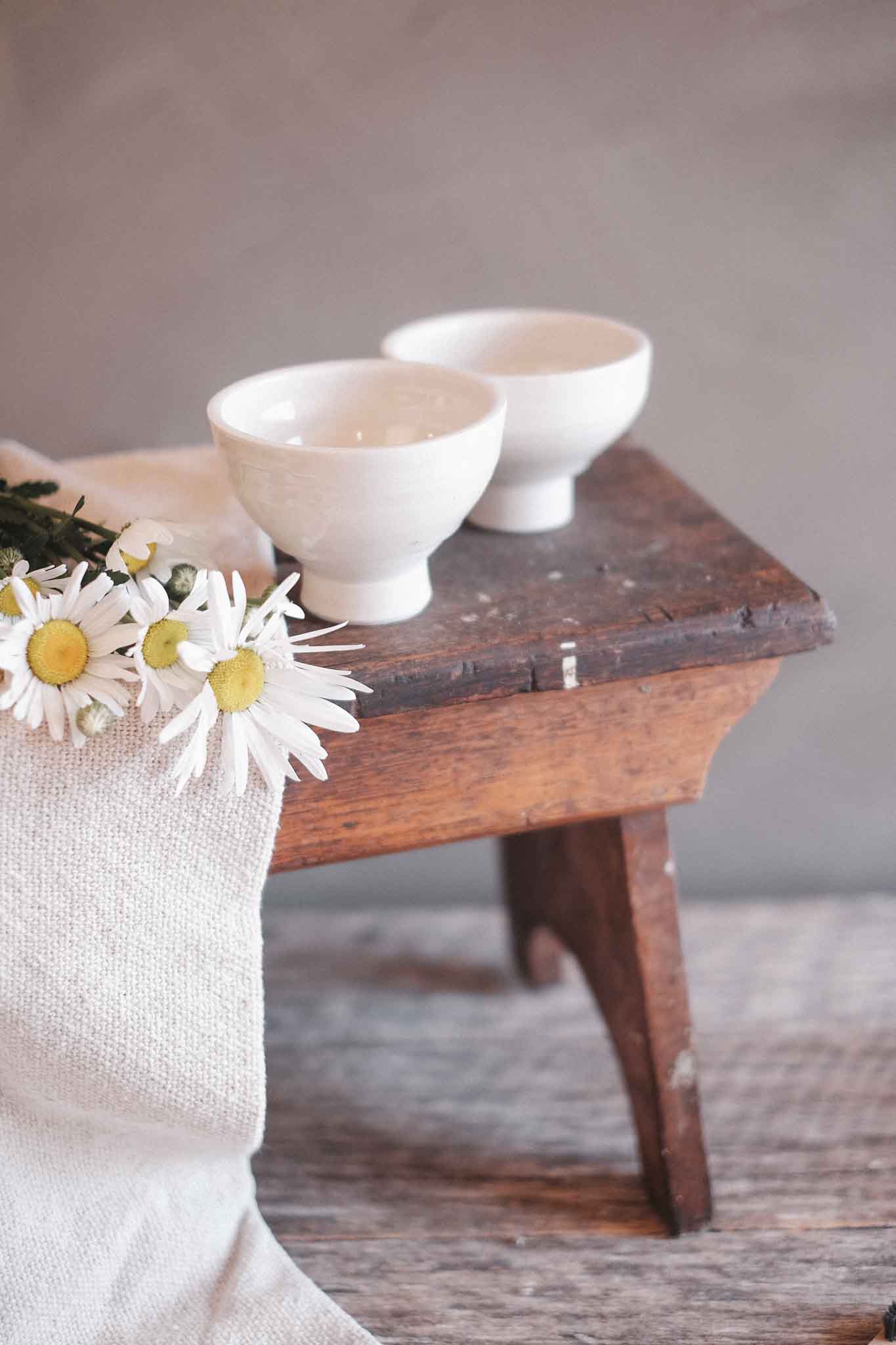 Small Pedestal Bowl | Clear Celadon on White Clay