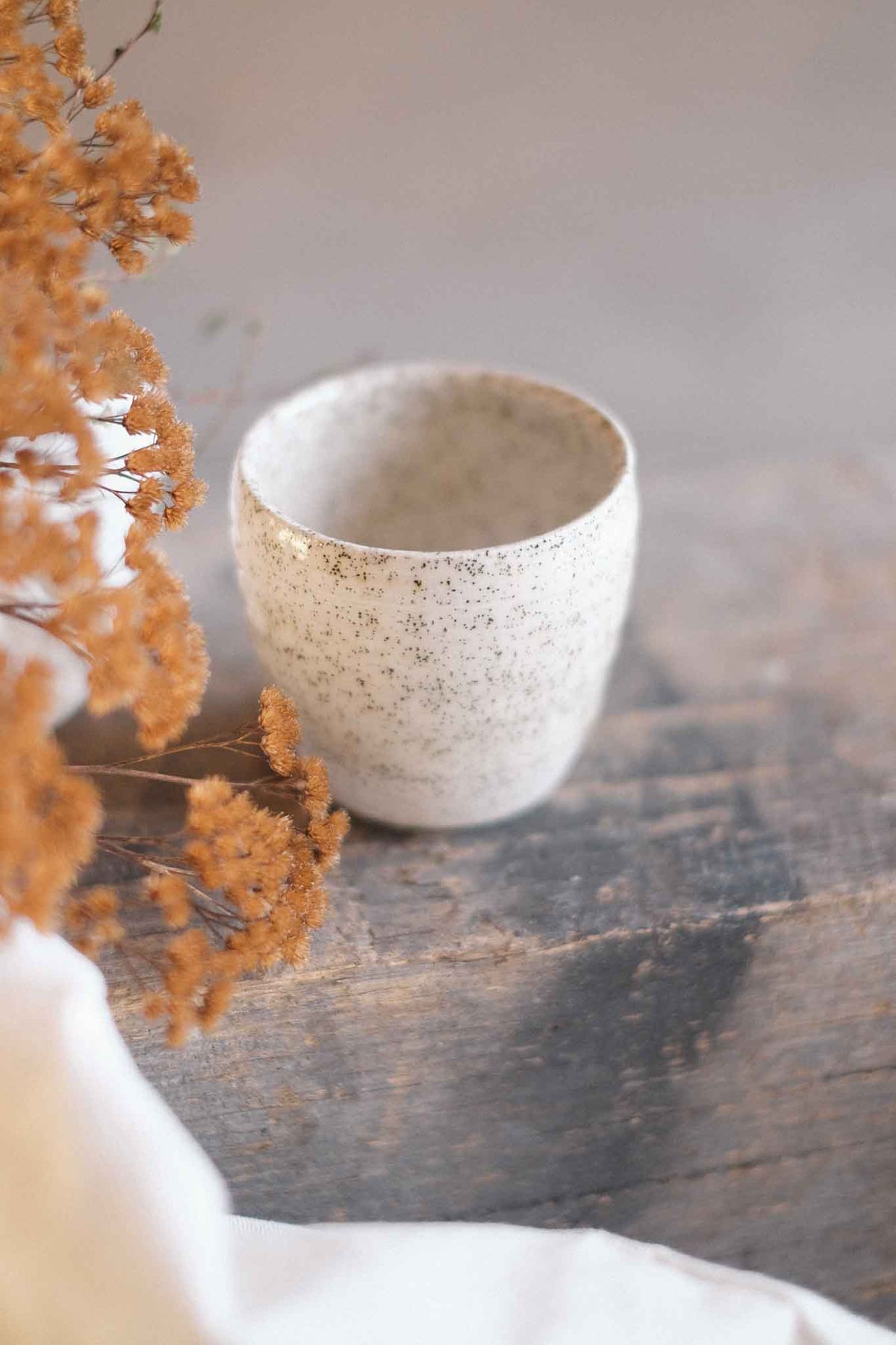 Cortado Cup – White Speckle with Crackle Glaze