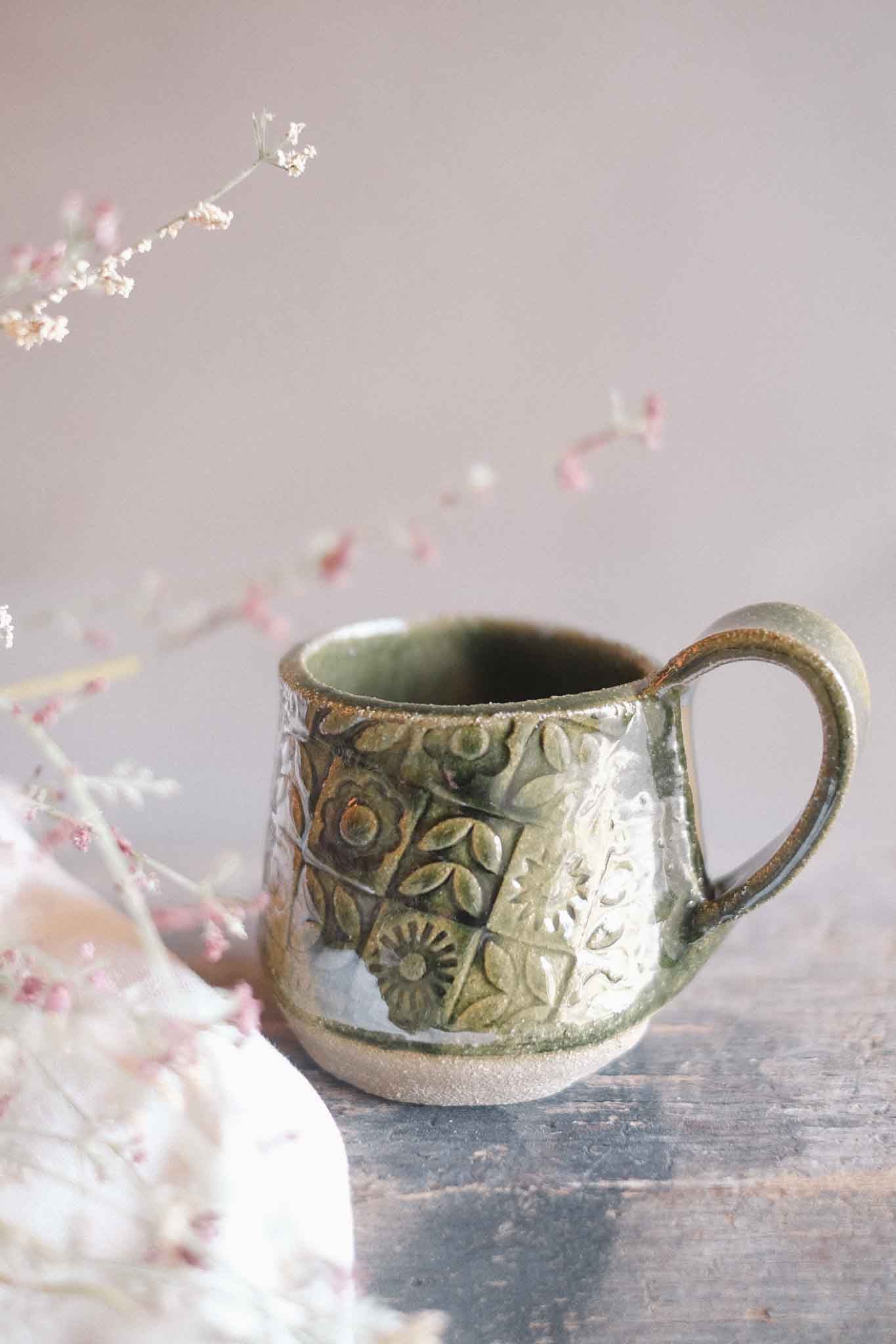 Handbuilt Ceramic Mug — Jade Pattern