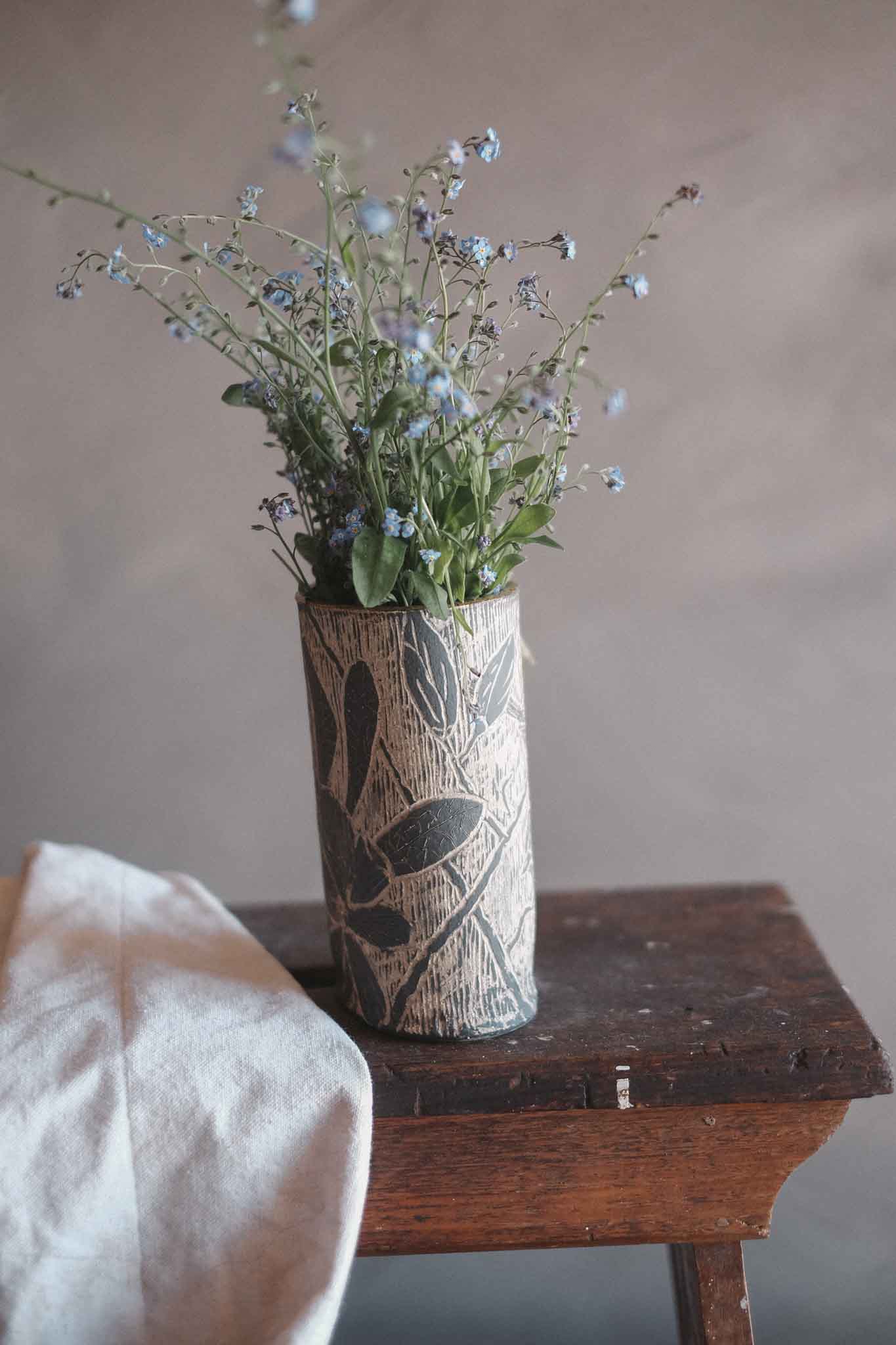 Carved Bird & Floral Vase | Medium — in collaboration with Jane Chapman