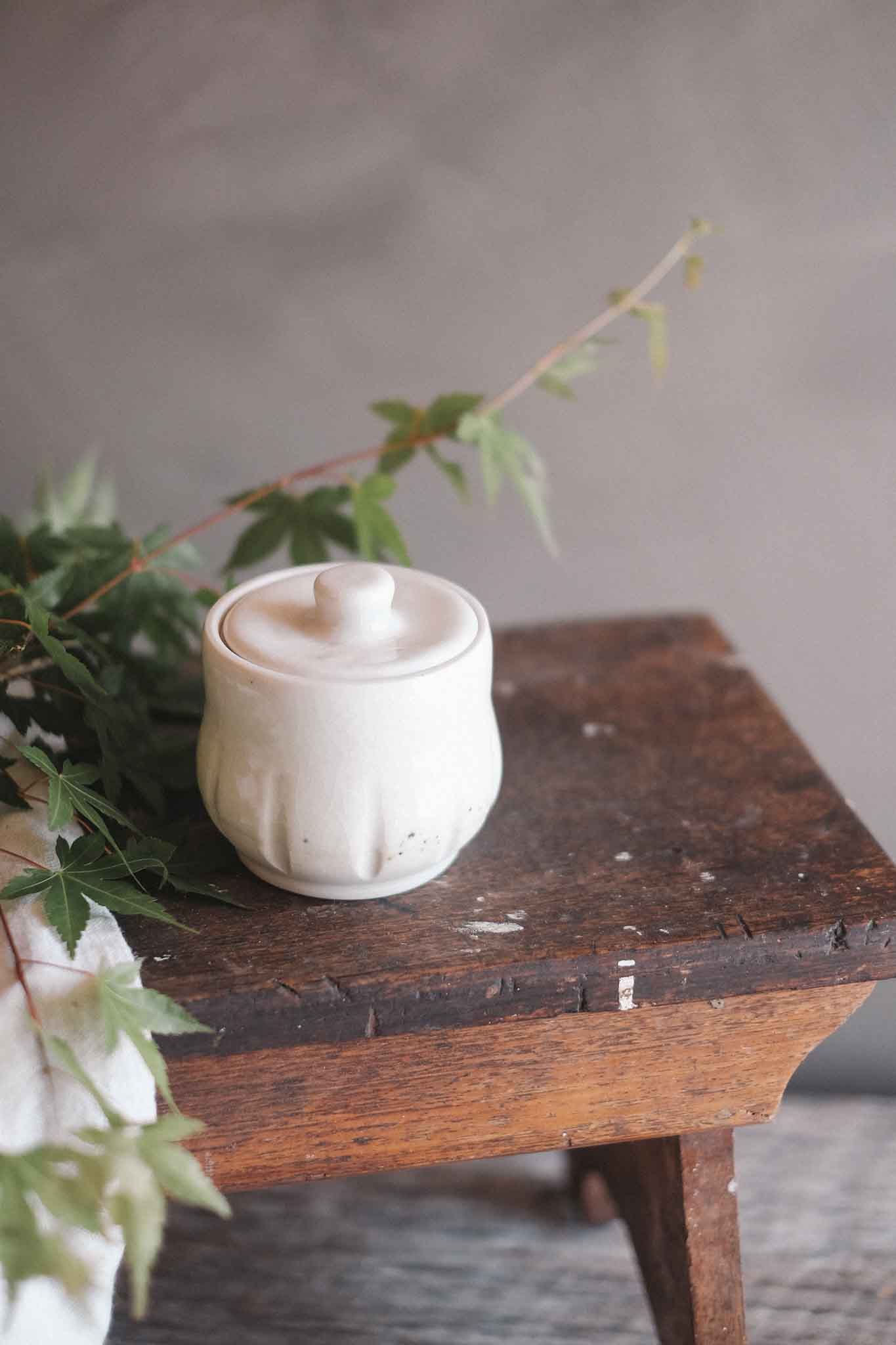 White Stoneware Jar — Snowflake Crackle Glaze