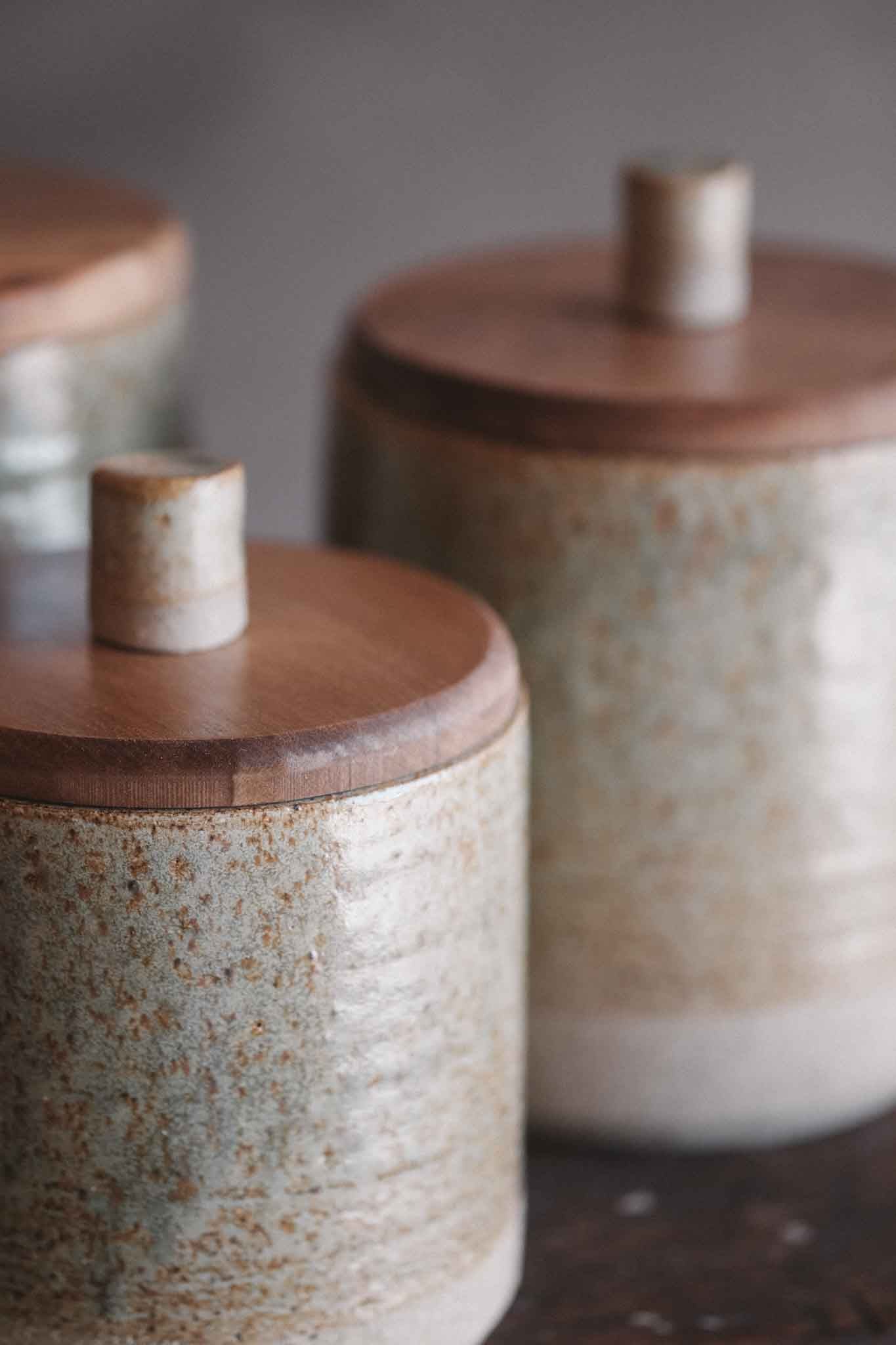 Jars w/ Sassafras Lid and Ceramic Knob