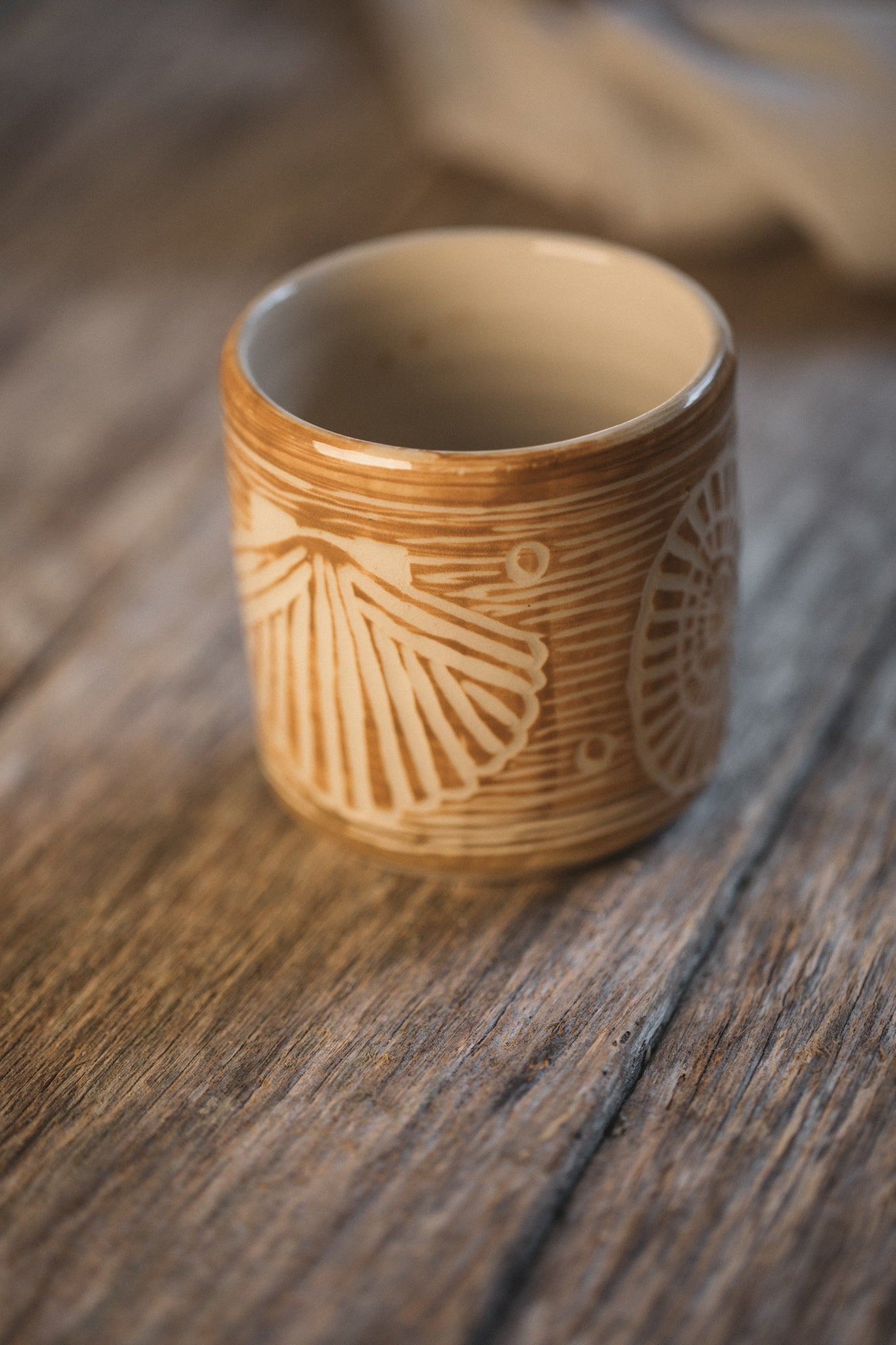 Seashells Hand Carved Latte Cup