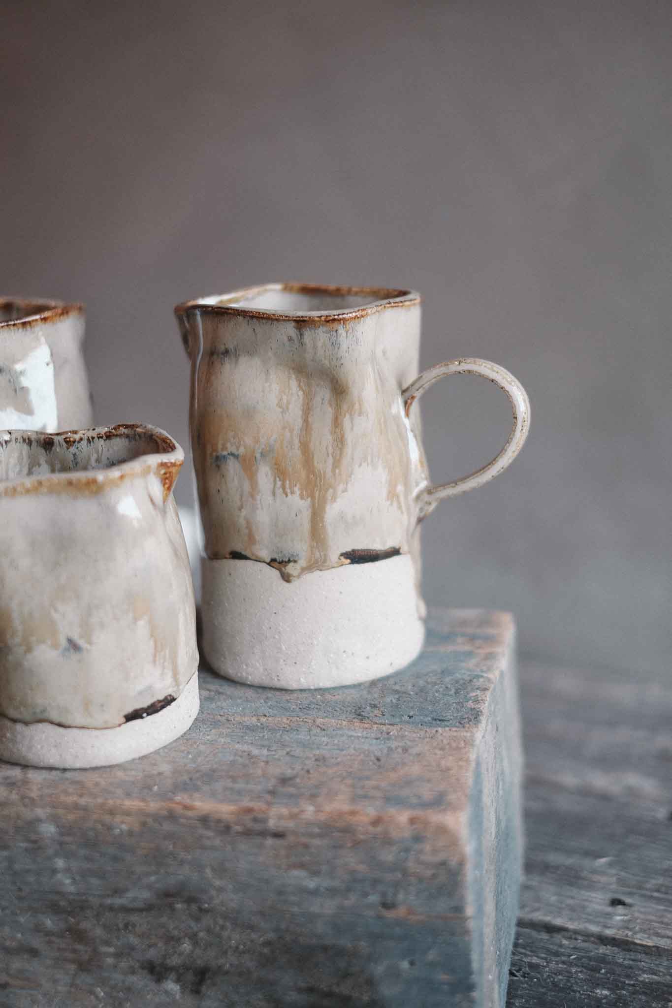 Handled Ruffle Vase — Wabi-Sabi Milk Jug Form — Medium