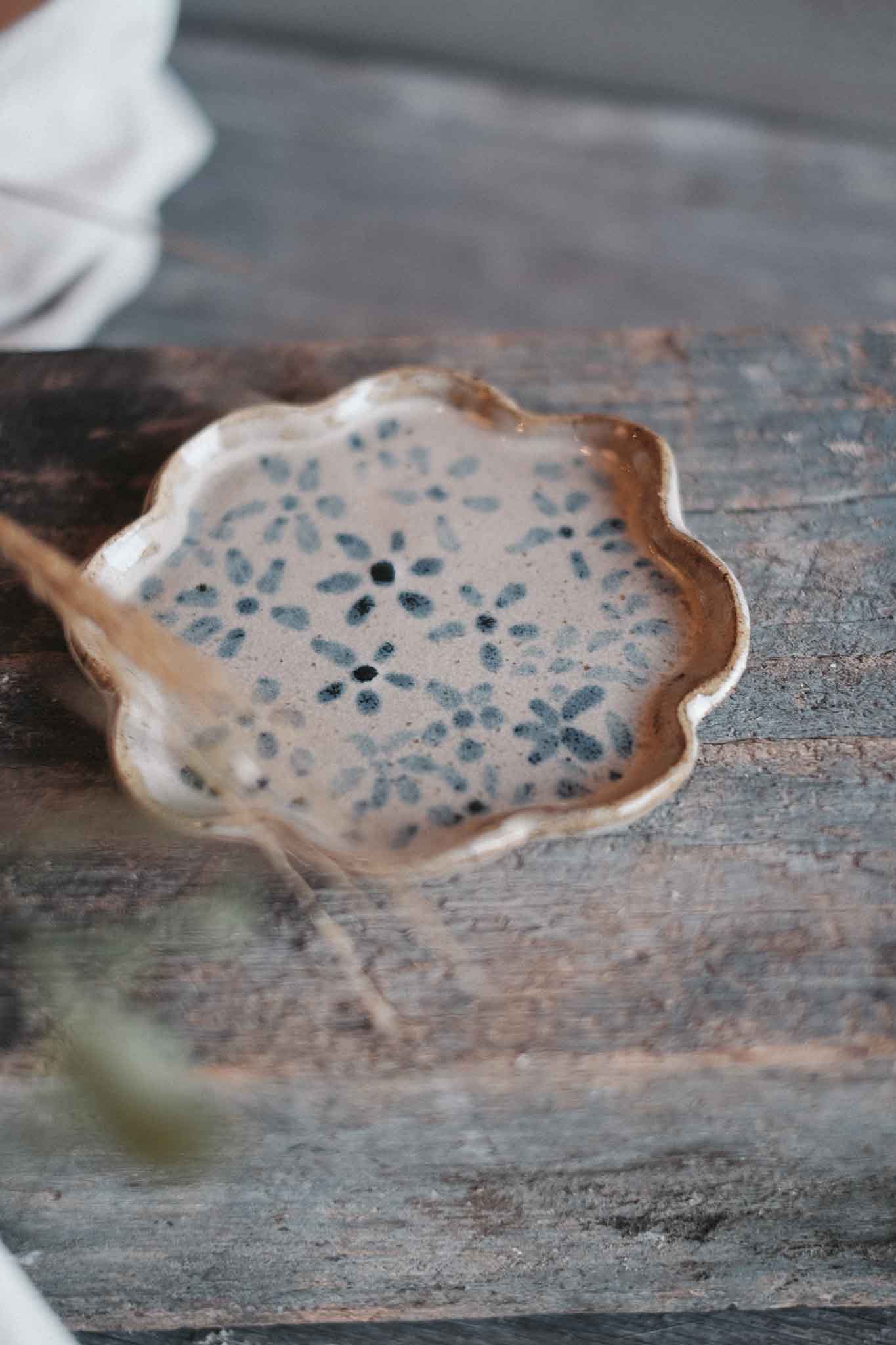 Botanical — Flower Plate — Blue Oxide Wash