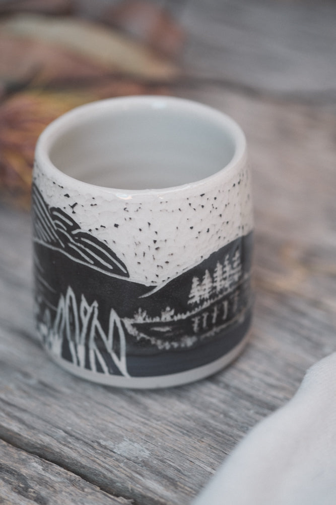 Carved Coastal Scene Latte Cup