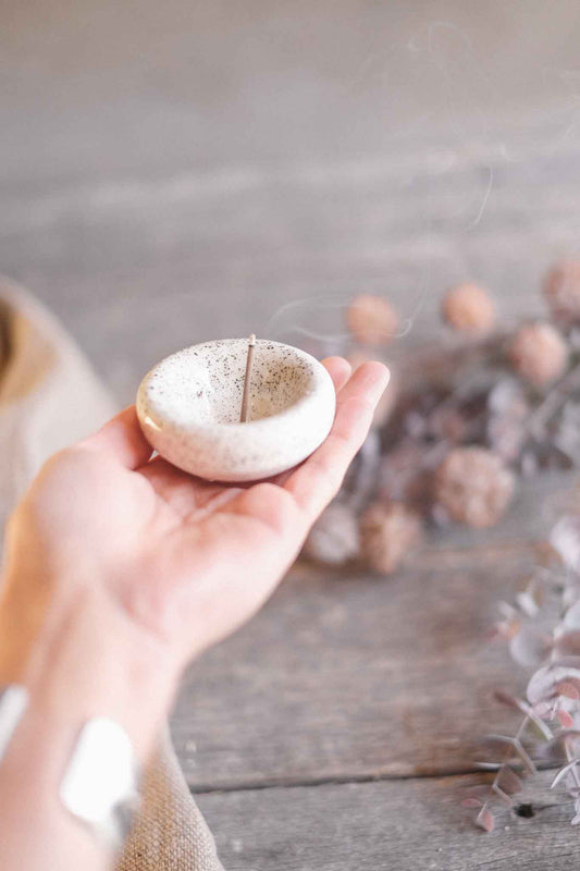 Incense Dish – White Speckle