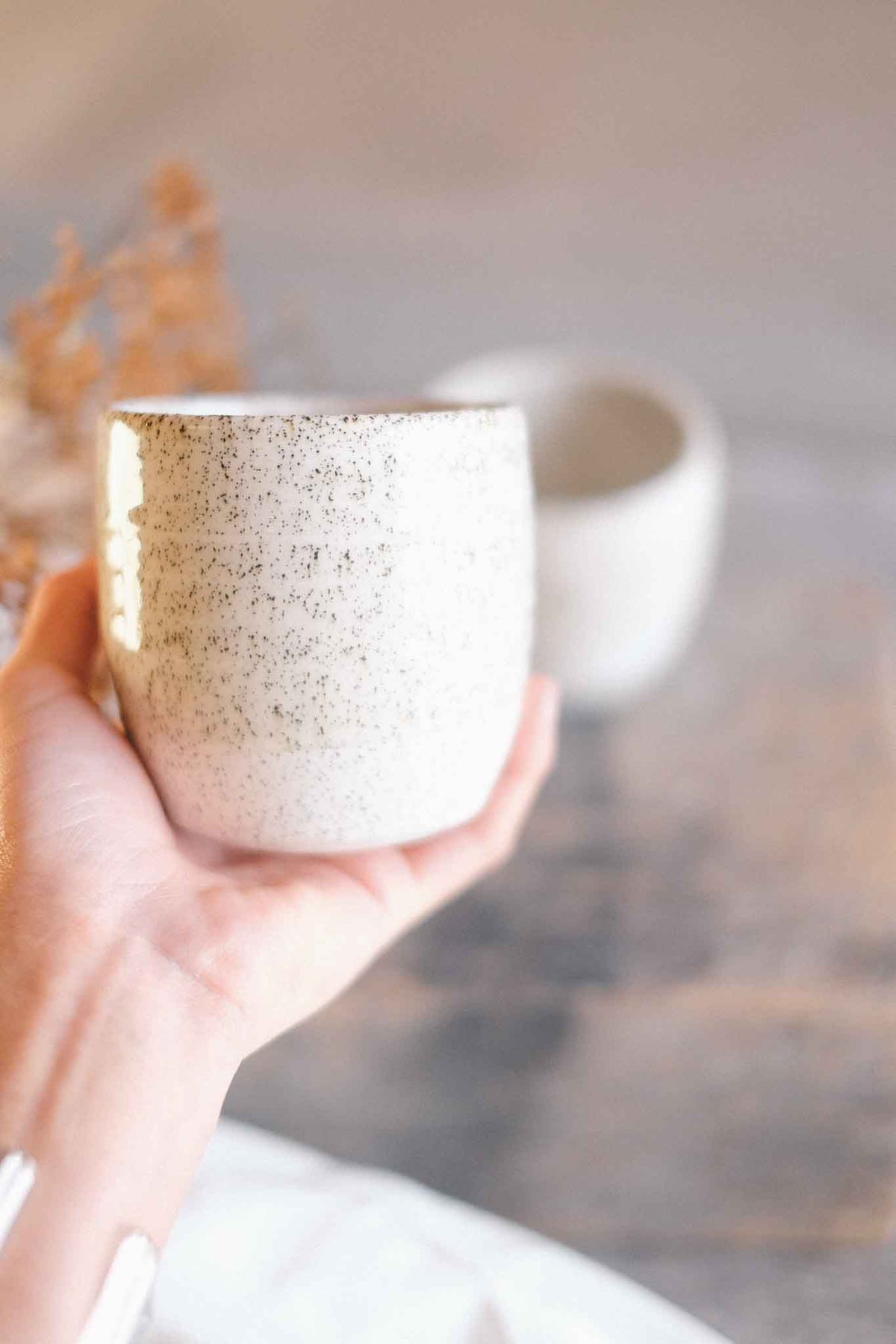 Latte – White Speckle with Crackle Glaze