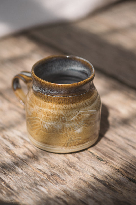 Carved Bird Handmade Mug