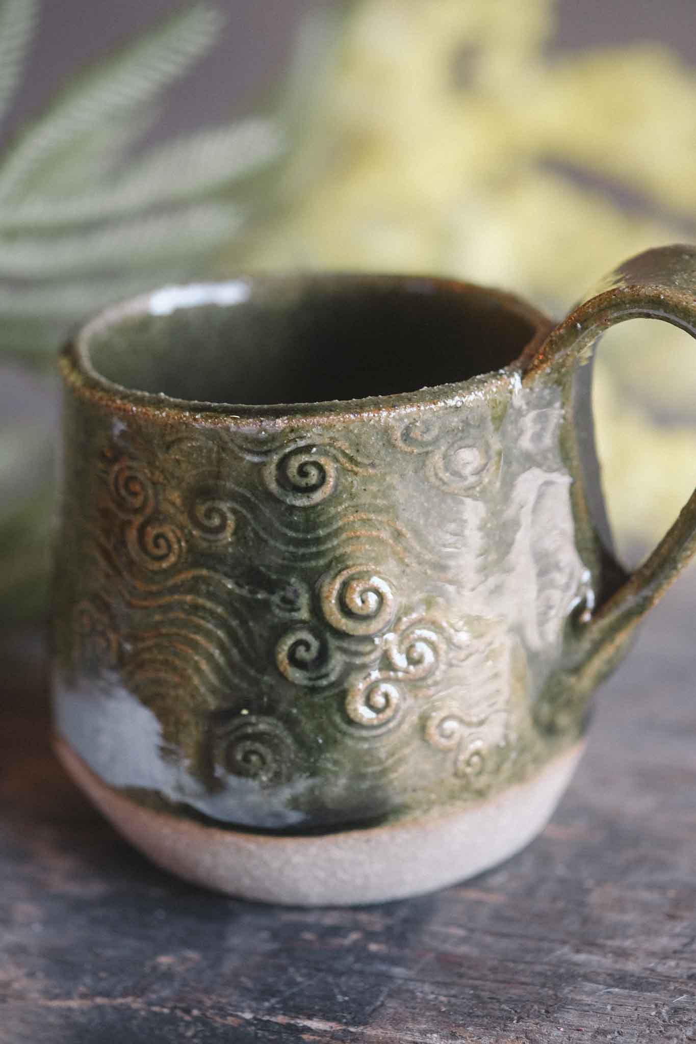 Handbuilt Ceramic Mug — Jade Pattern