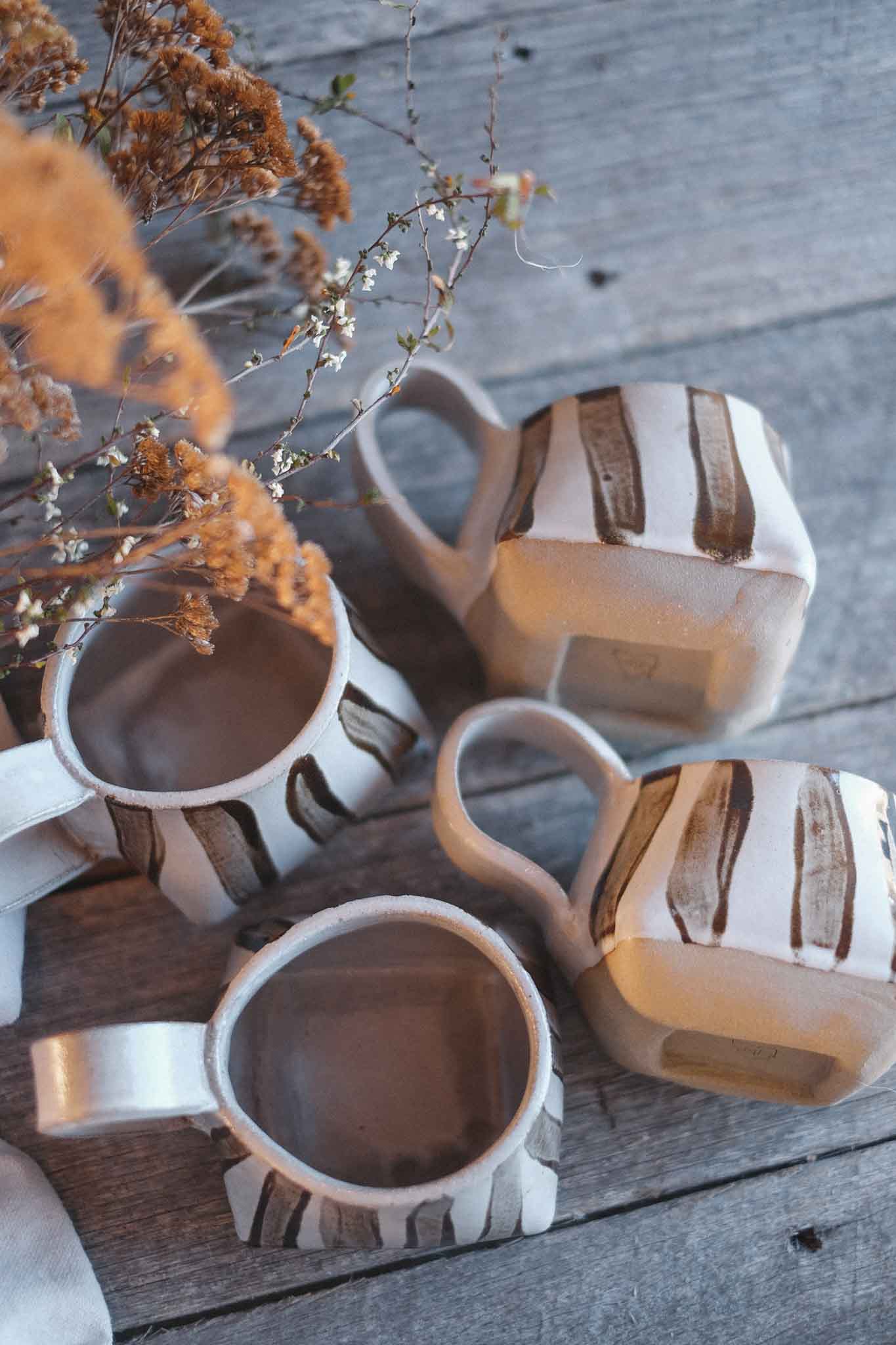 The Folded Mug — Brown Striped 300ml