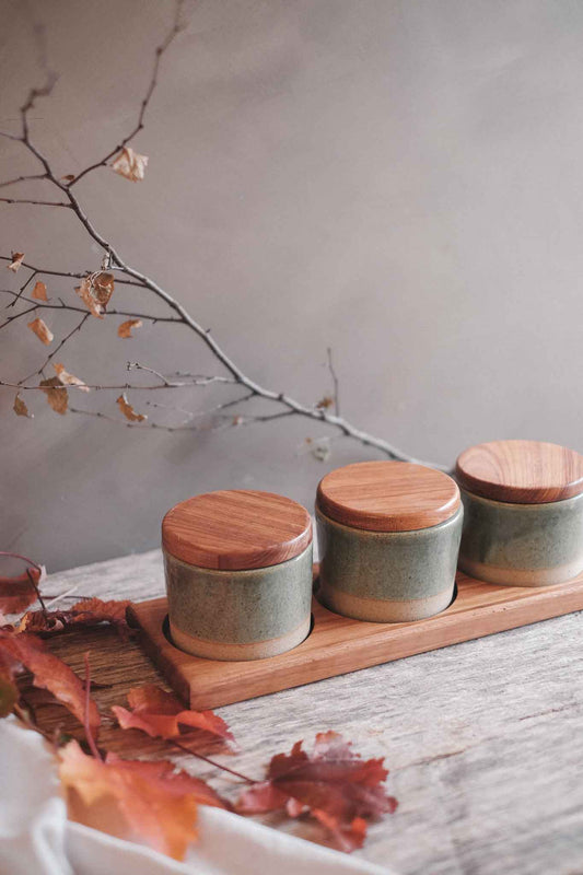 Three-Piece Pantry Jar Set — Blackwood & Wild Clay (40 × 15 × 13cm)