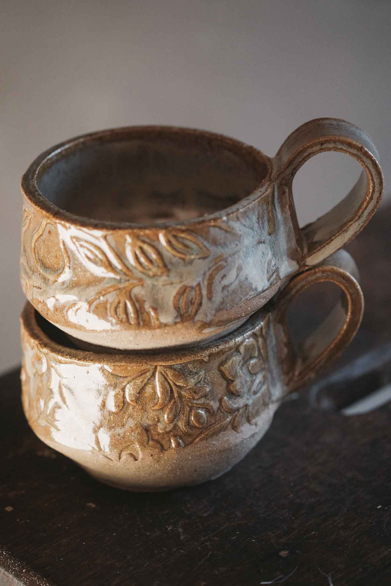 Round Handmade Ceramic Mug — Pattern