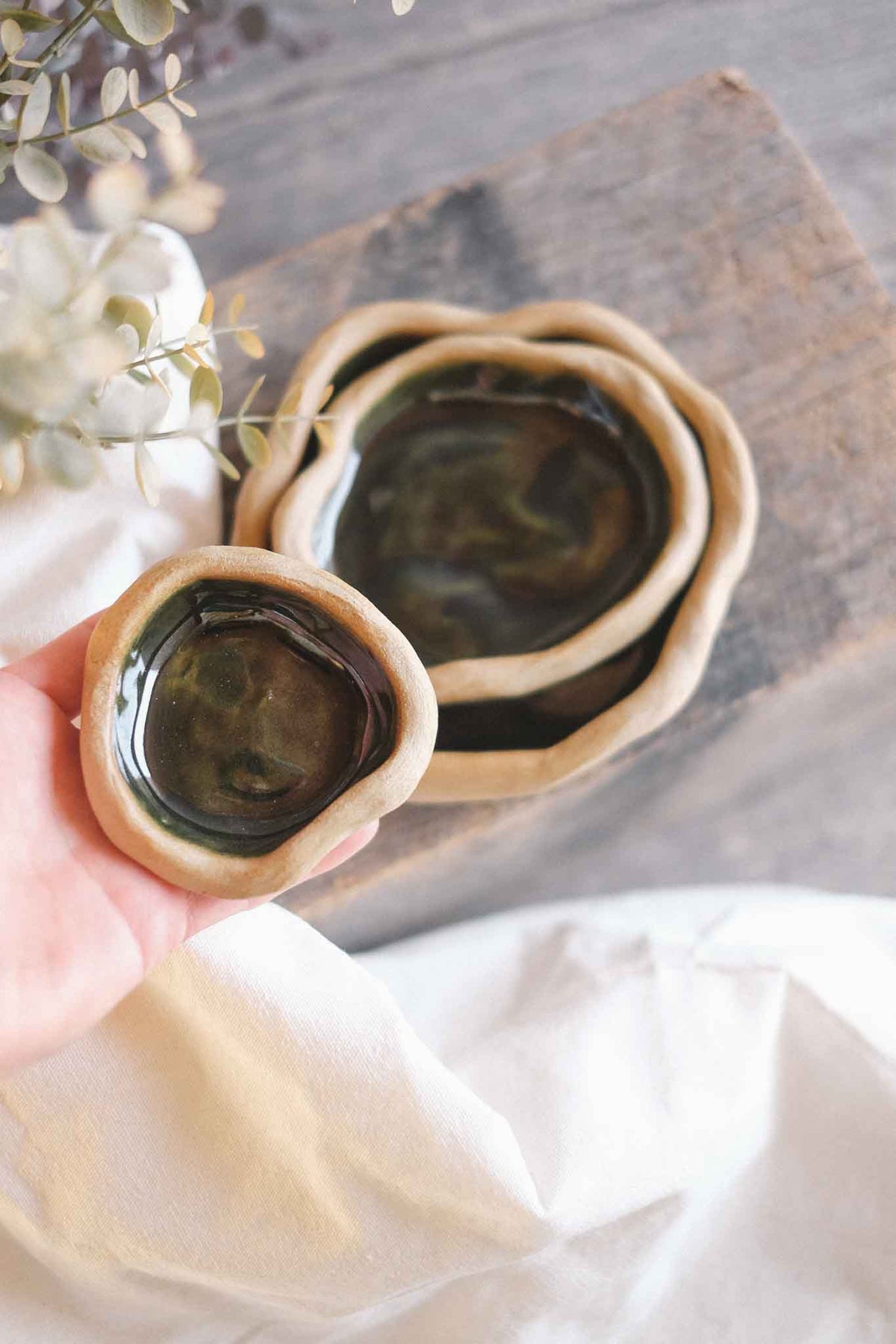 Rock Dish – Jade – Set of 3