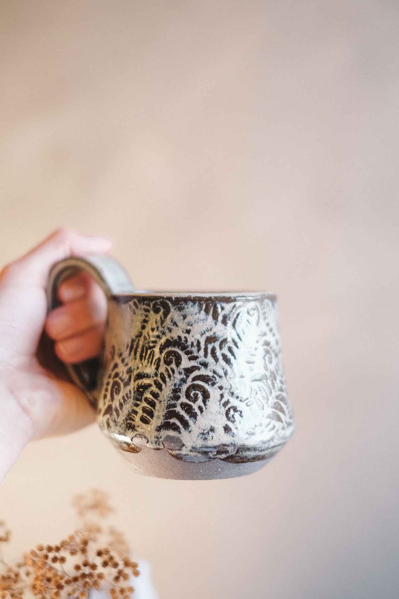 Black Clay Fern Mug – 300ml