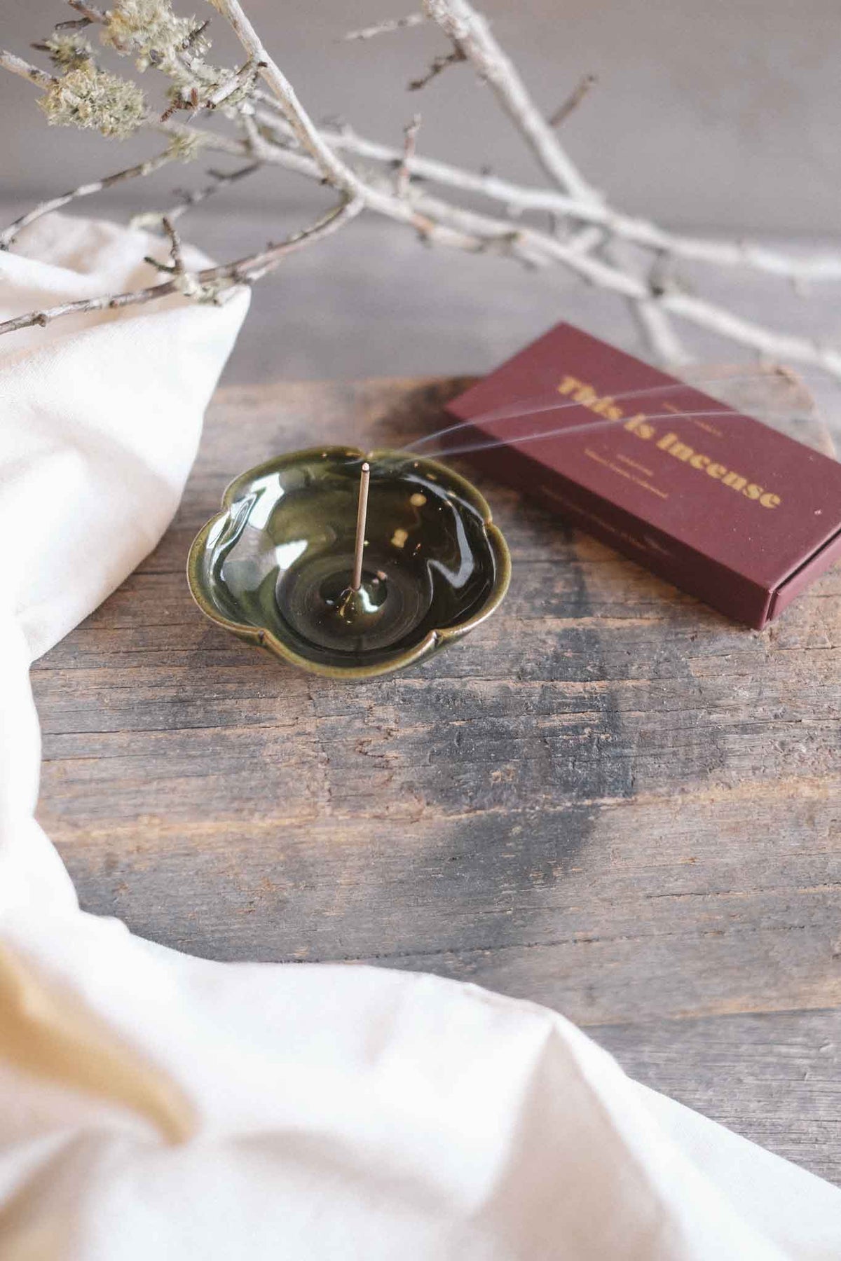 Incense Dish — Jade Floral