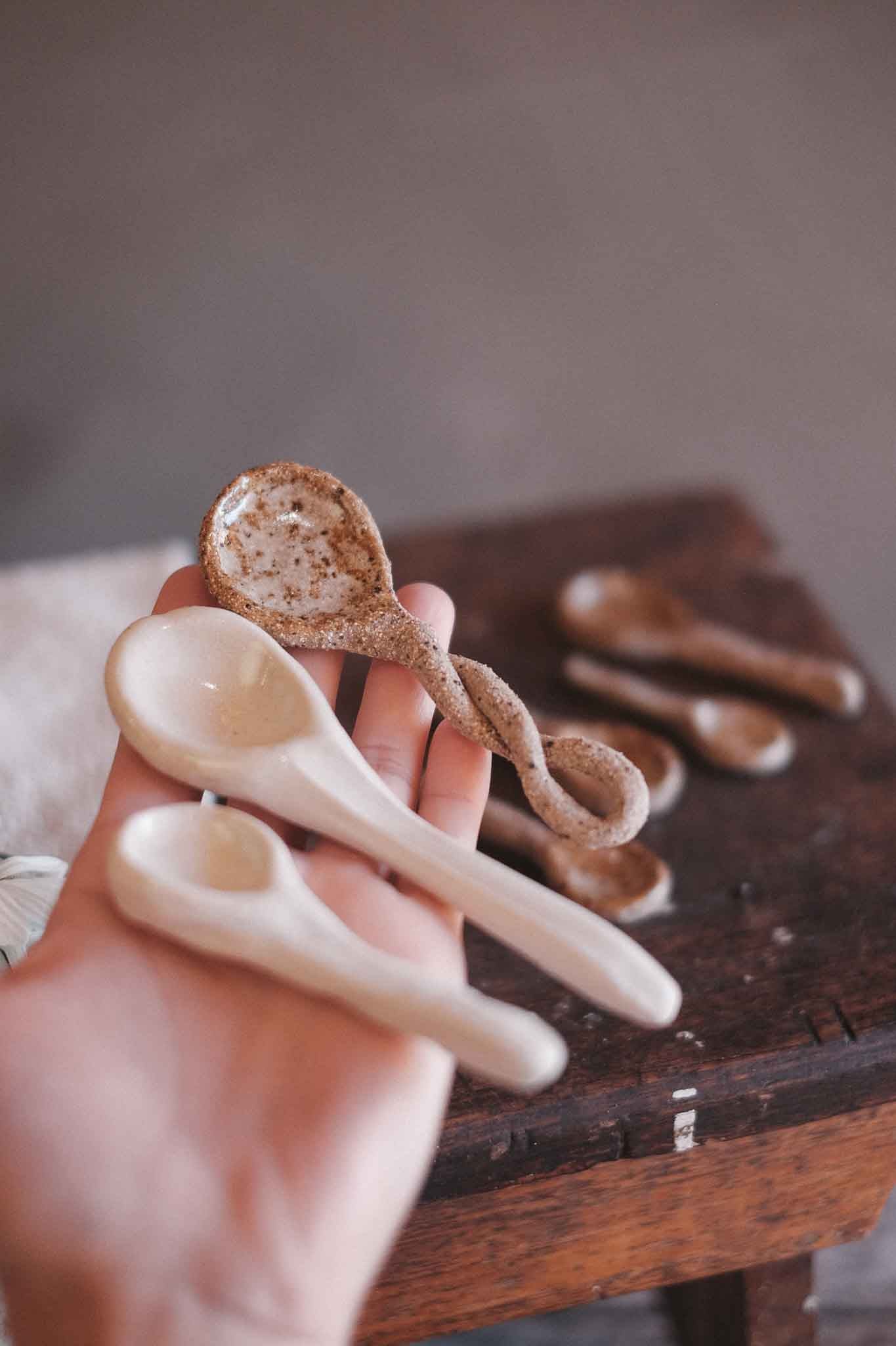 Various Handmade Clay Spoon | For Salts & Herbs