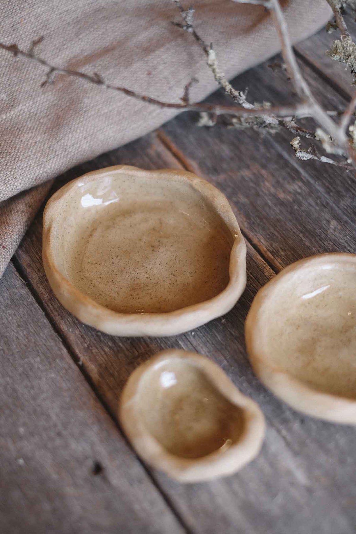 Rock Dishes – Set of 3 – Wild Clay, Clear Glaze