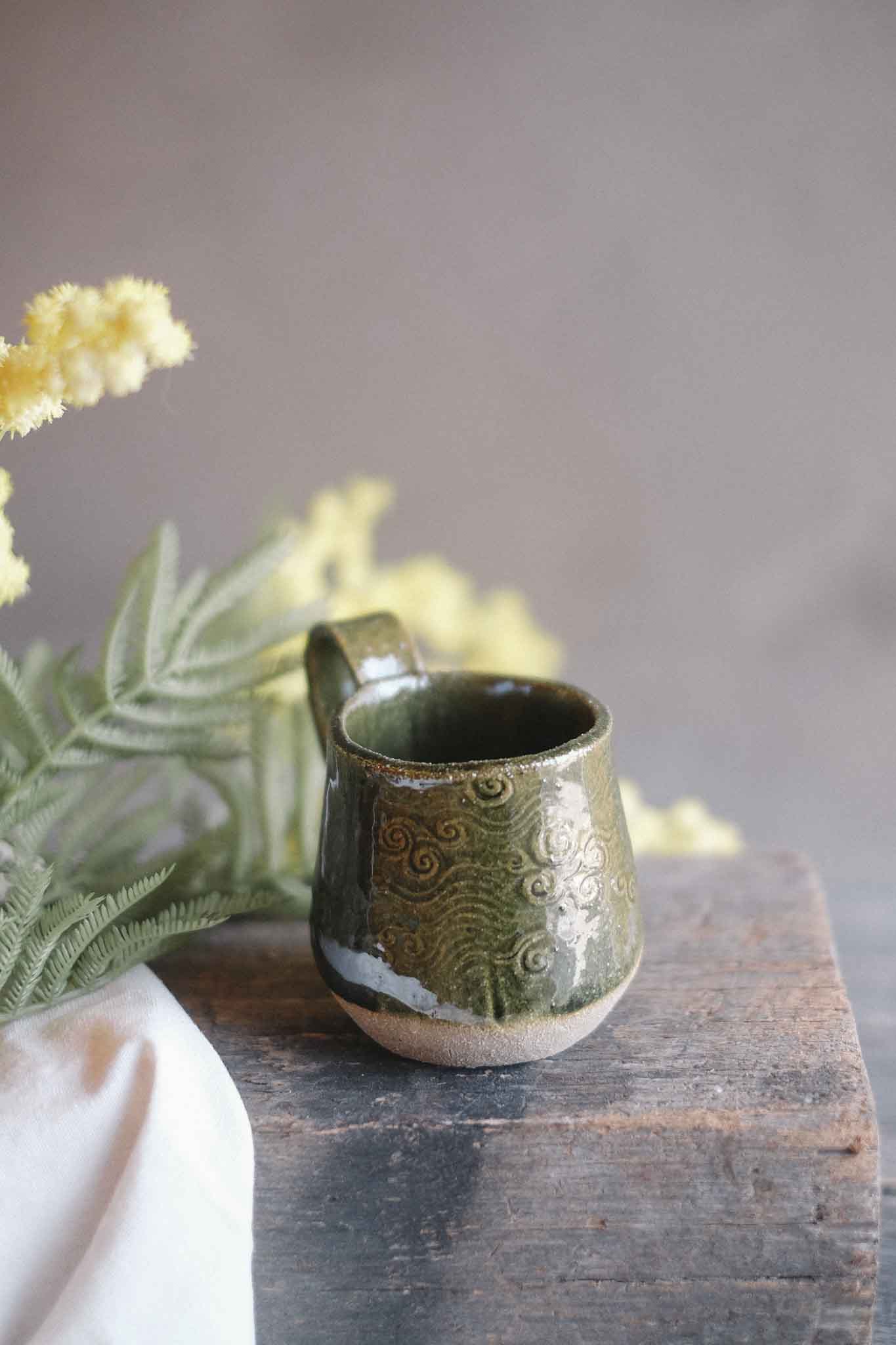 Handbuilt Ceramic Mug — Jade Pattern