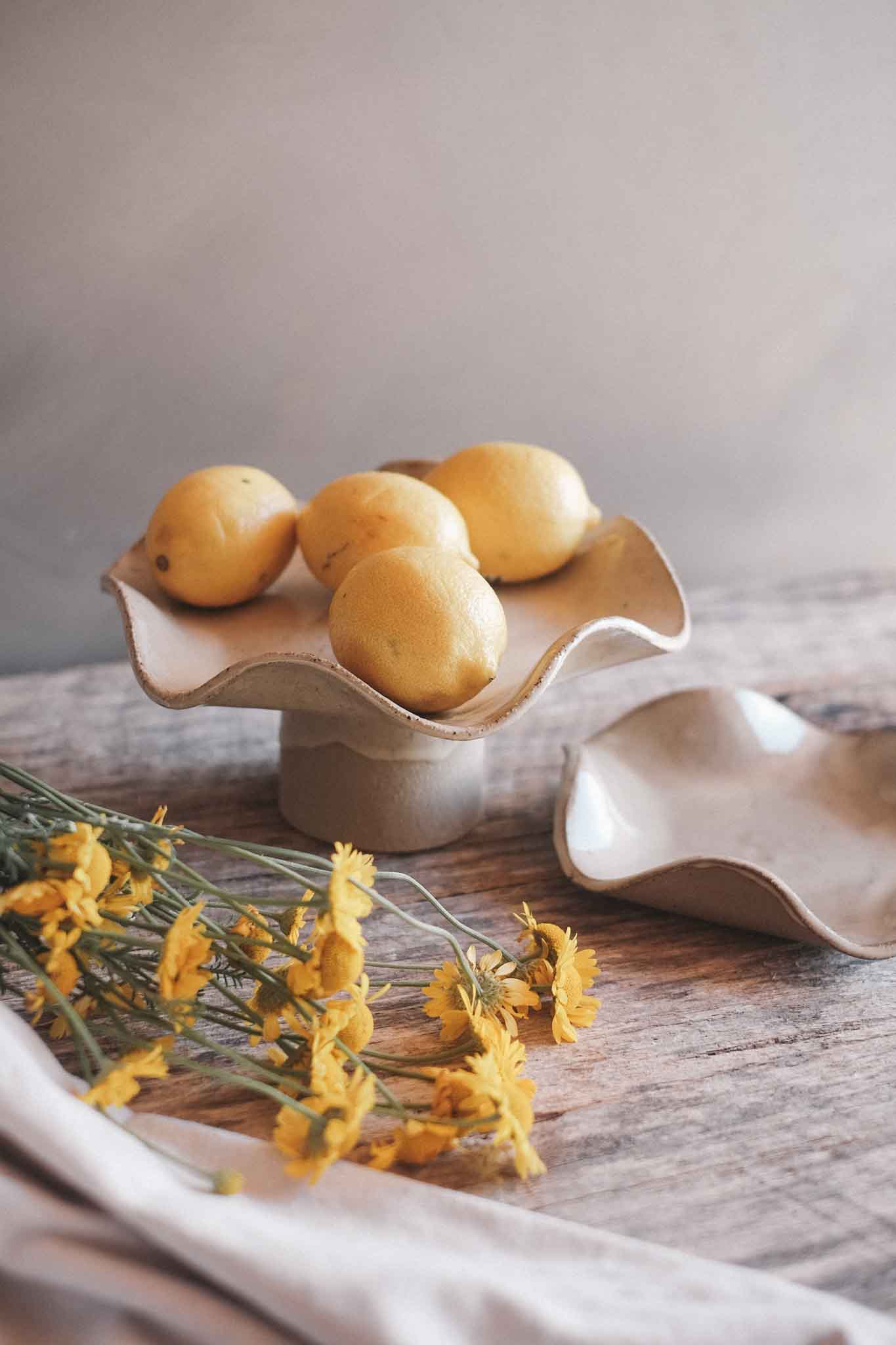 Pedestal Bowl with Organic Ruffle